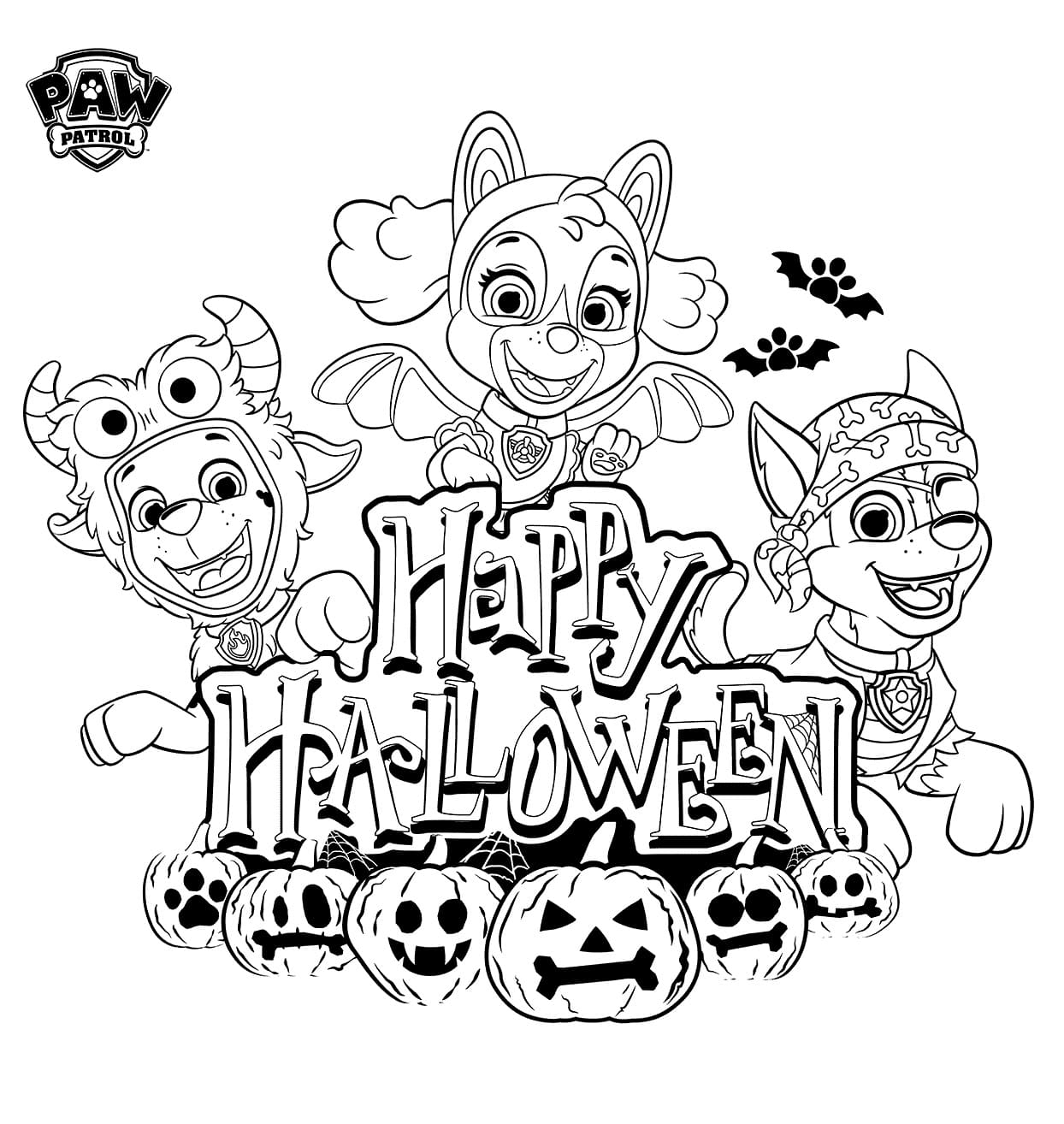 Paw Patrol Happy Halloween Coloring Page Download Print Or Color Online For Free