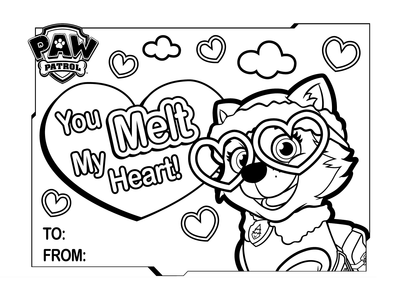 Paw Patrol Valentines Day Coloring Sheet 01