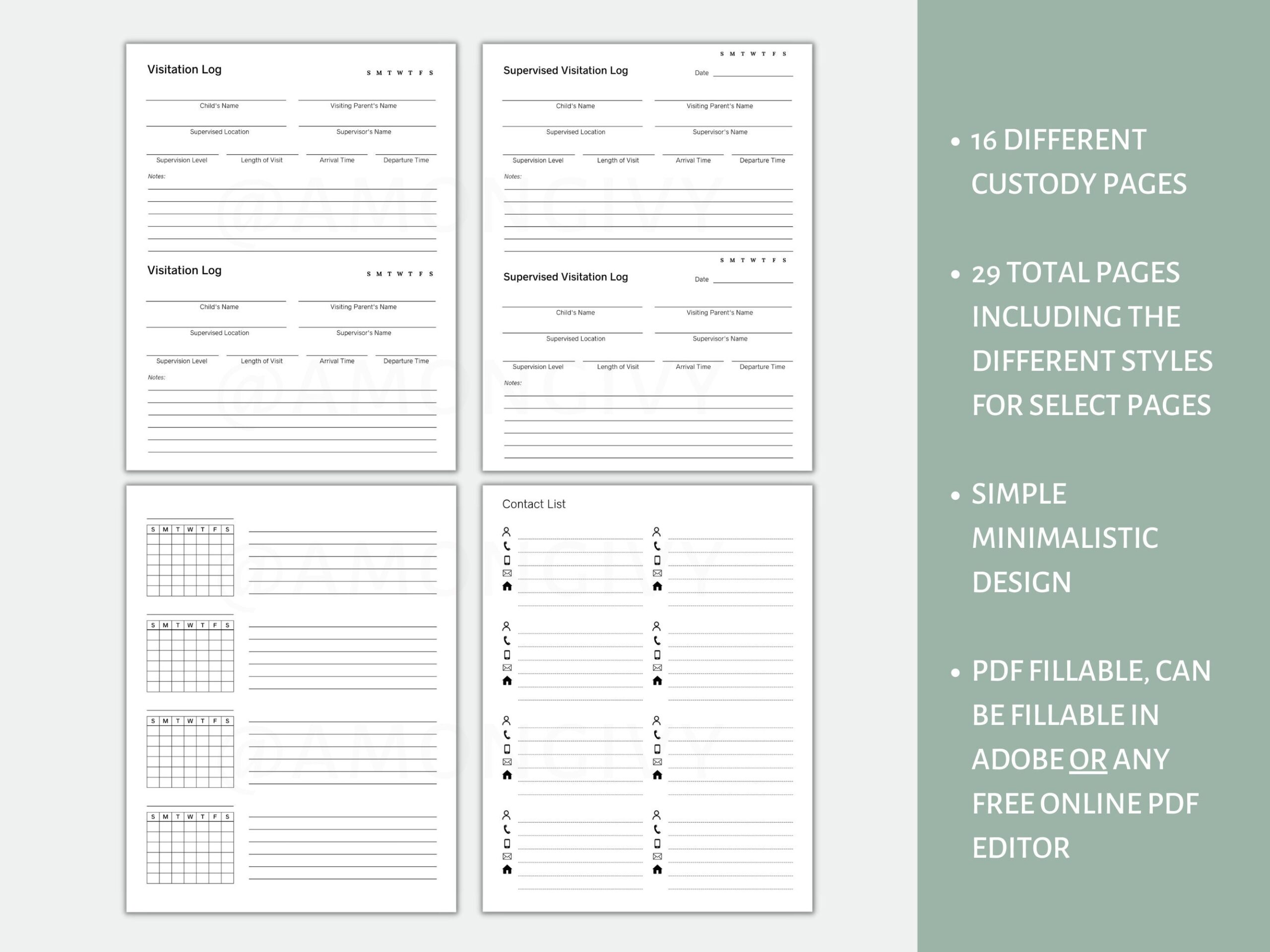 PDF Fillable Child Custody Binder For Any Kind Of Custody Battle 