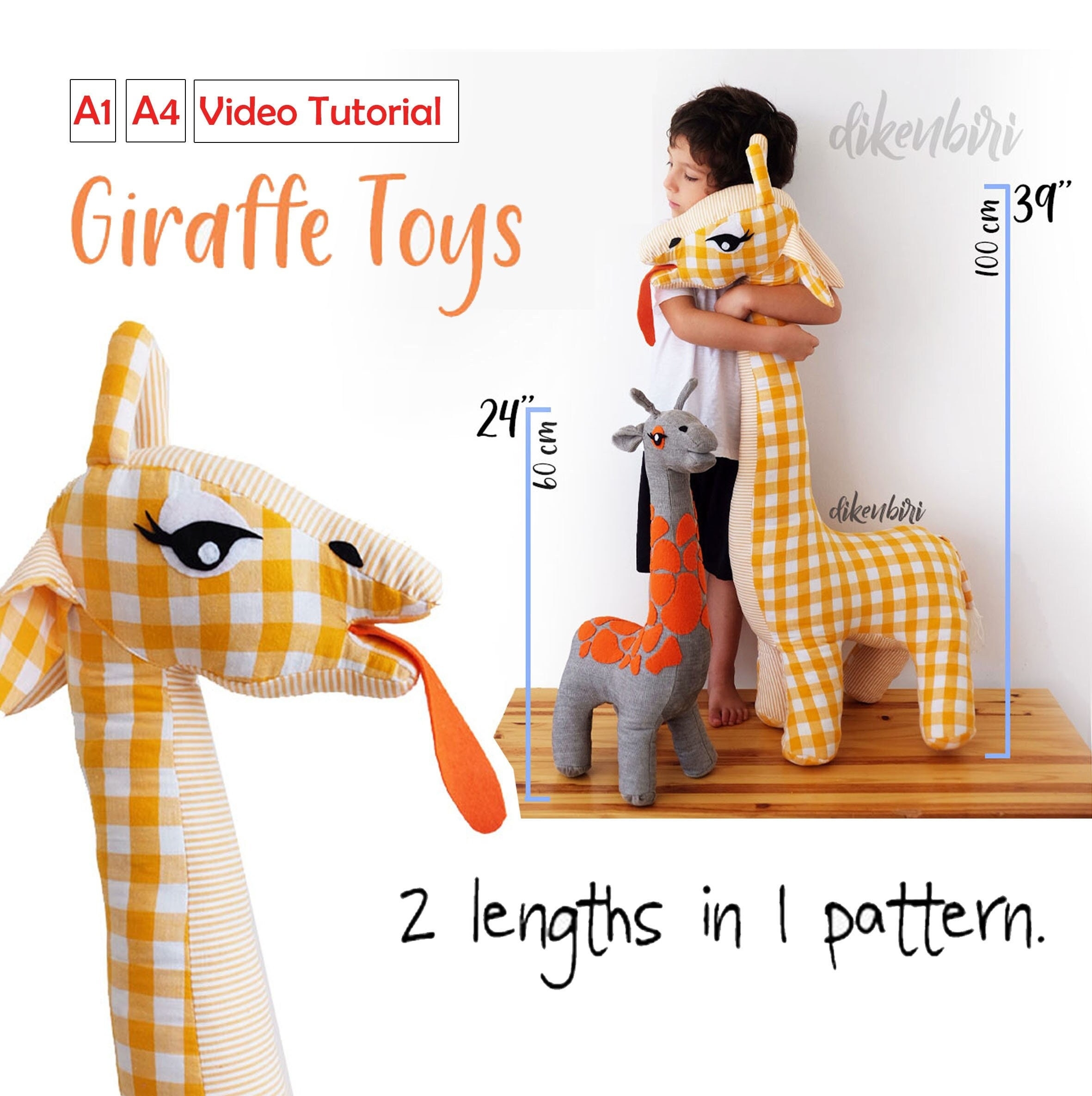 PDF Giraffe Toy Sewing Pattern Stuffed Animal Gift Printable 24 39 Inch Toy Etsy UK