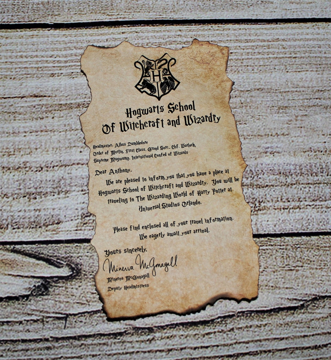 Personalized Hogwarts Acceptance Letter Universal Etsy