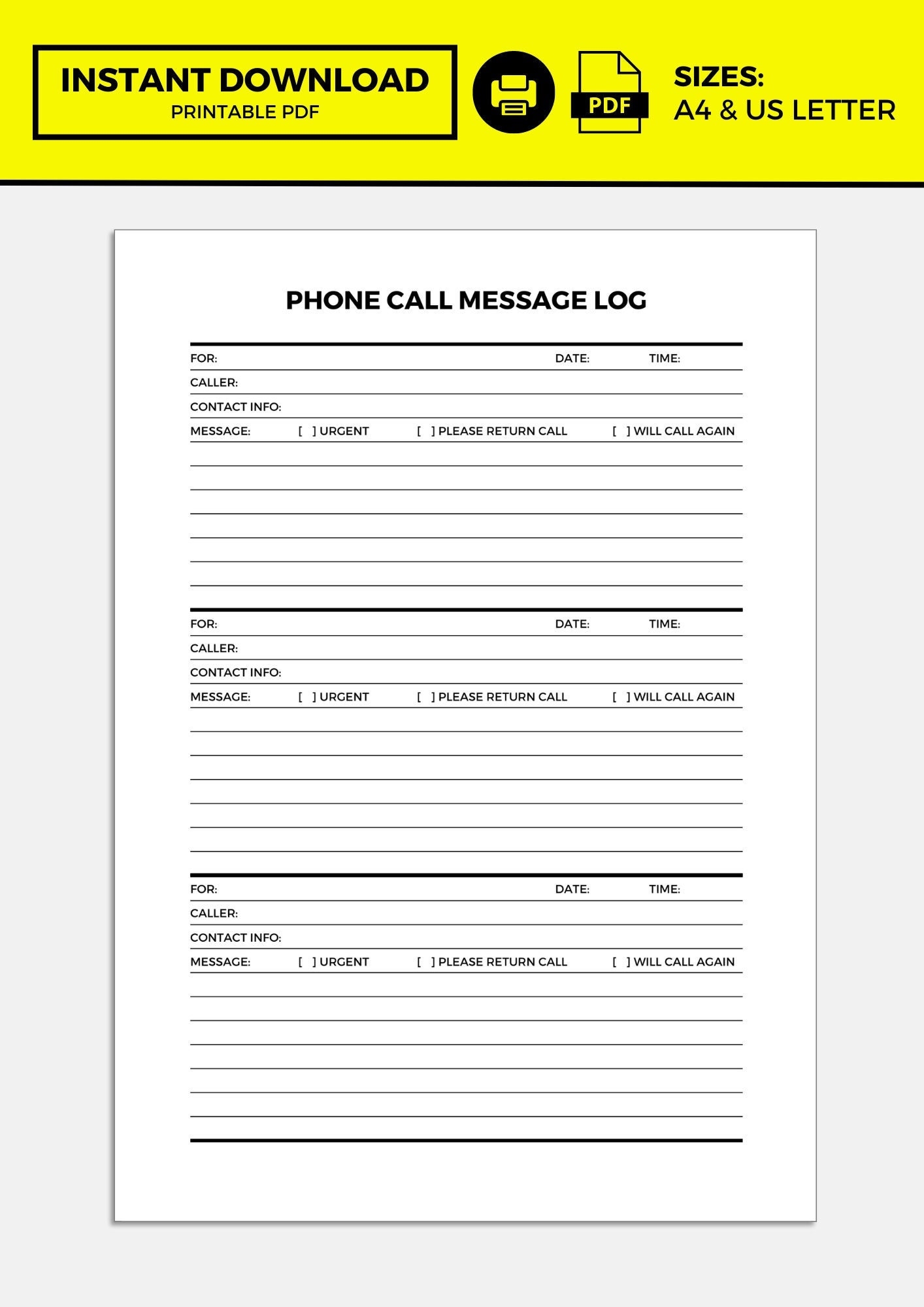 Phone Message Template Phone Message Log Phone Message Pad Phone Call Message Log Phone Call Log Call Log Call Log Template