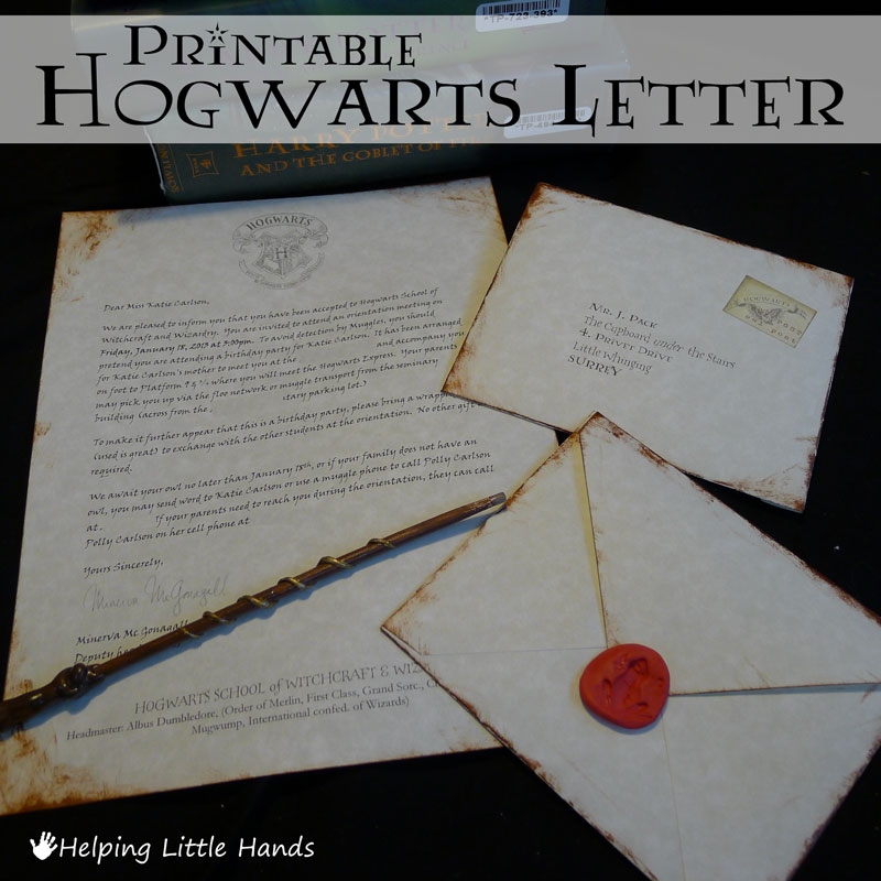 Free Printable Hogwarts Acceptance Letter