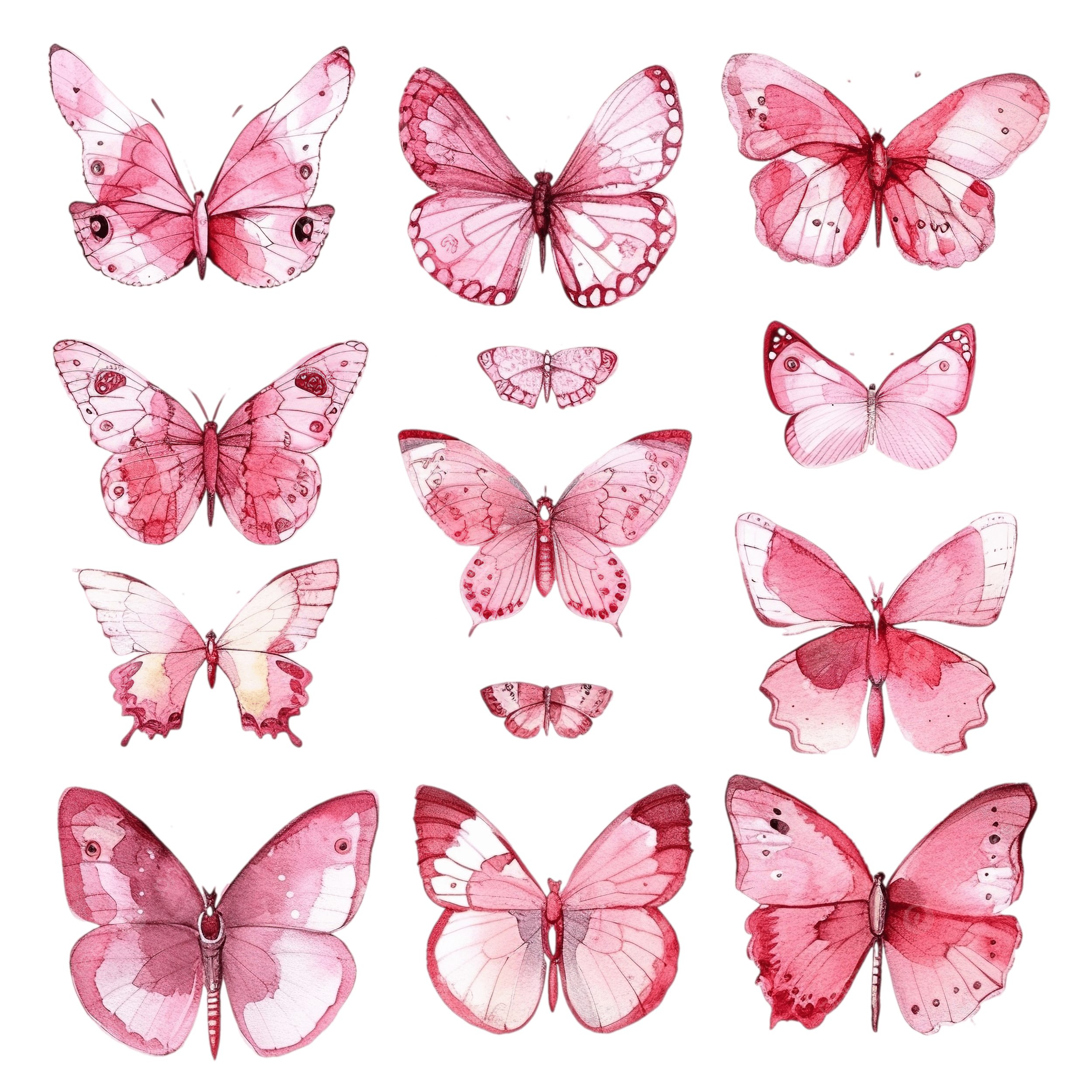 Pink Butterflies Watercolor Insect Set Pink Butterfly Insect 