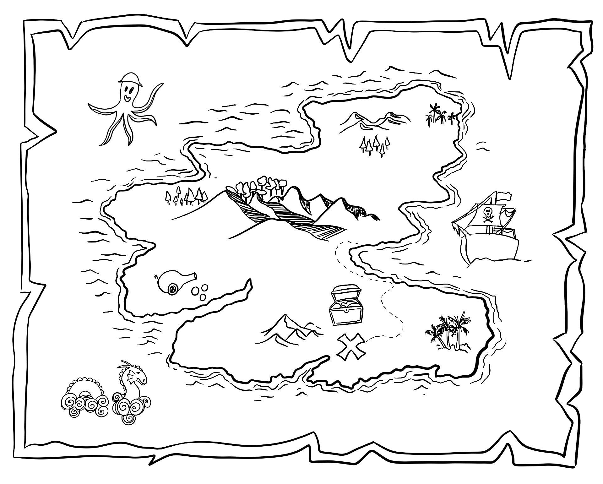 Pirate Map Template 10 Free PDF Printables Printablee Worksheets Library