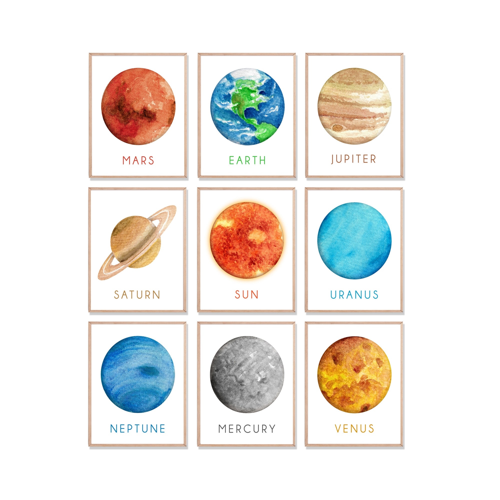 Planet Print Set Planet Printables Solar System Printables Solar System Set Planet Wall Art Astronomy Decor Astronomy Wall Art Space Prints Etsy