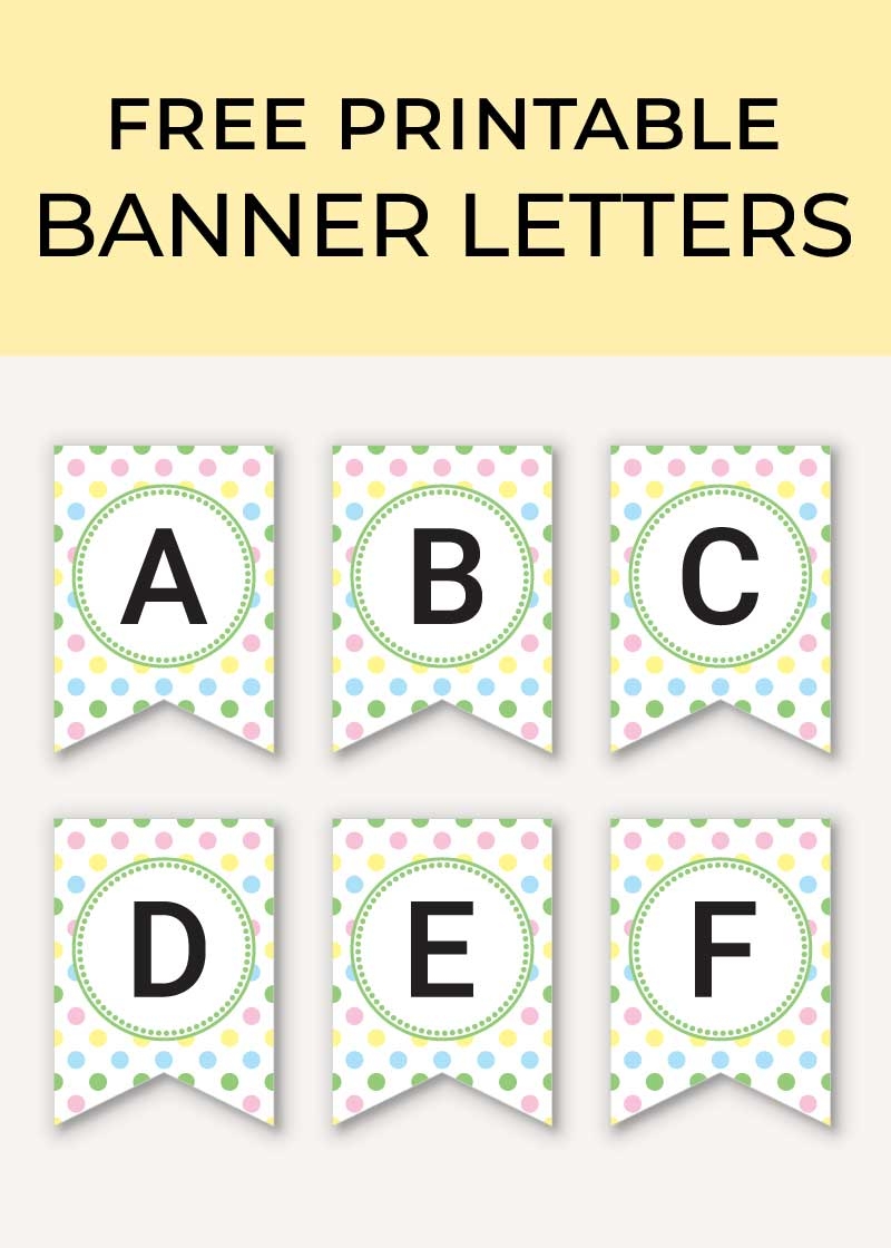 Polka Dot Printable Letter Banner Chevron Lemon