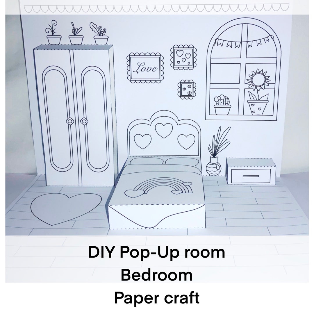 Pop Up Room For Bedroom To Print Paper Crafts In The Form Of A 