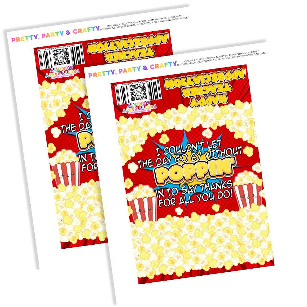 Popcorn Teacher Appreciation Free Printable Pretty Party U0026 Crafty