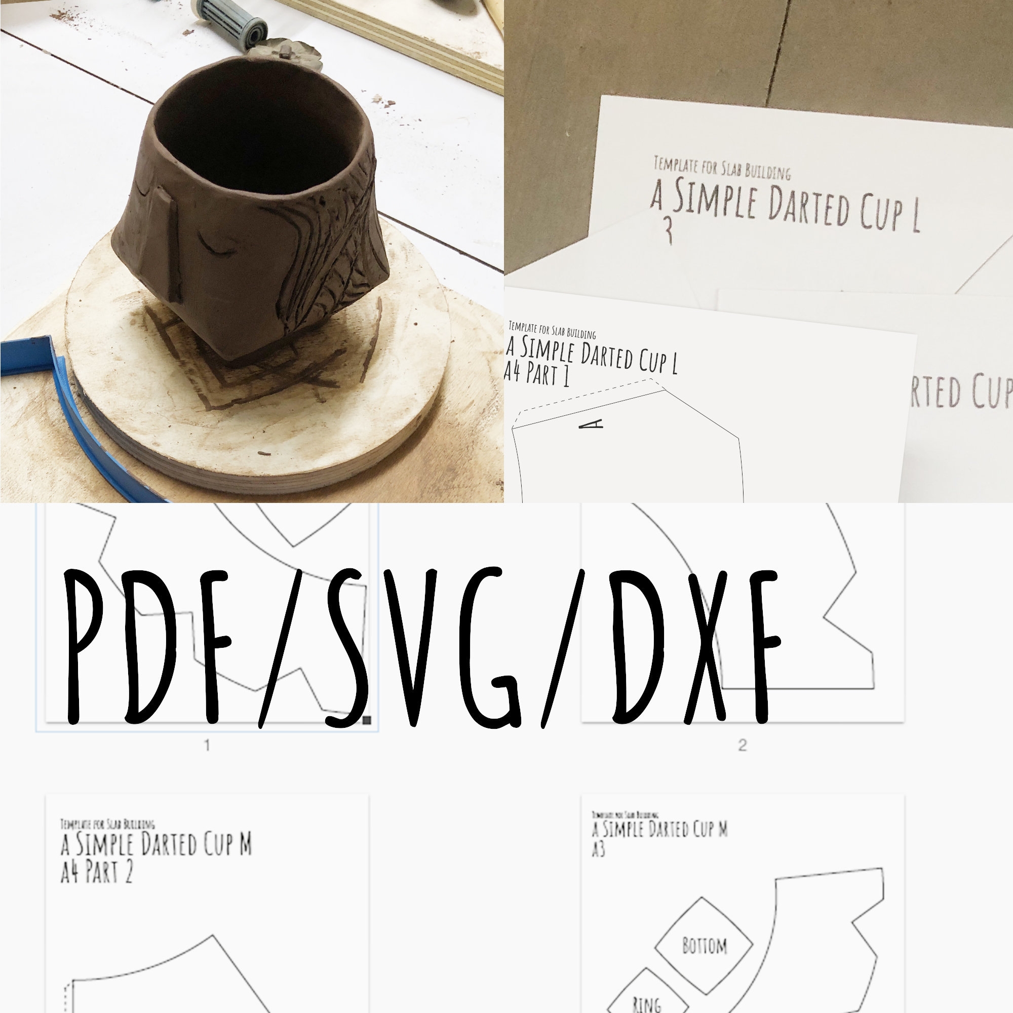 Pottery Template For Slab Building A Simple Darted Cup SVG Pdf DXF Etsy UK