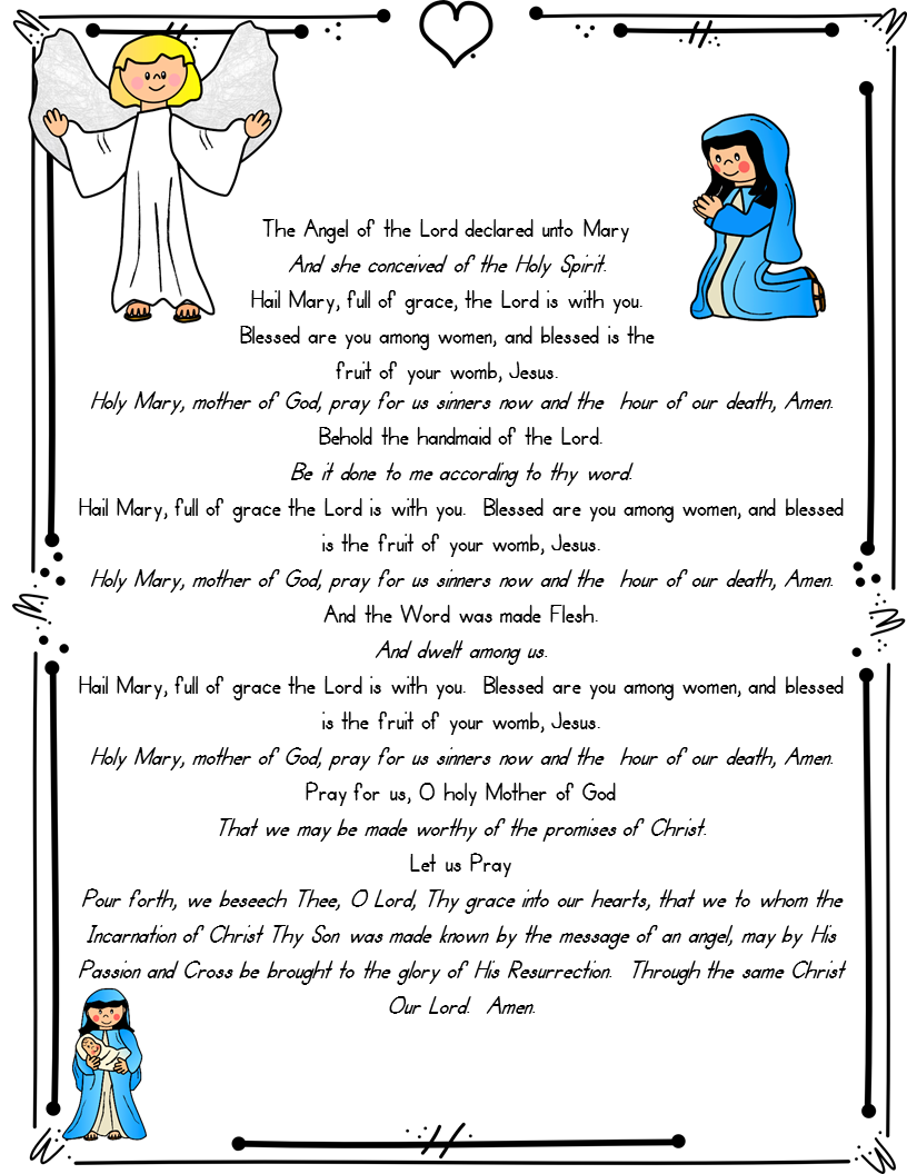 Prayer Catholic Religion Resource The Angelus Classful
