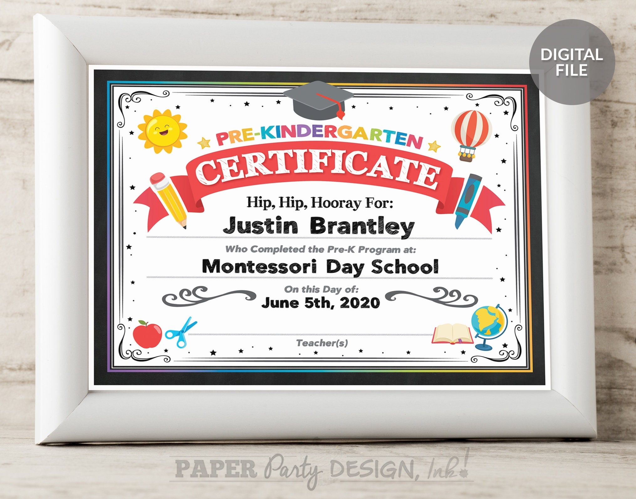 Prek Graduation Certificate Printable Pre k Graduate Certificate Preschool Graduation Diploma Personalized Preschool 8 5x11 Certificate Etsy