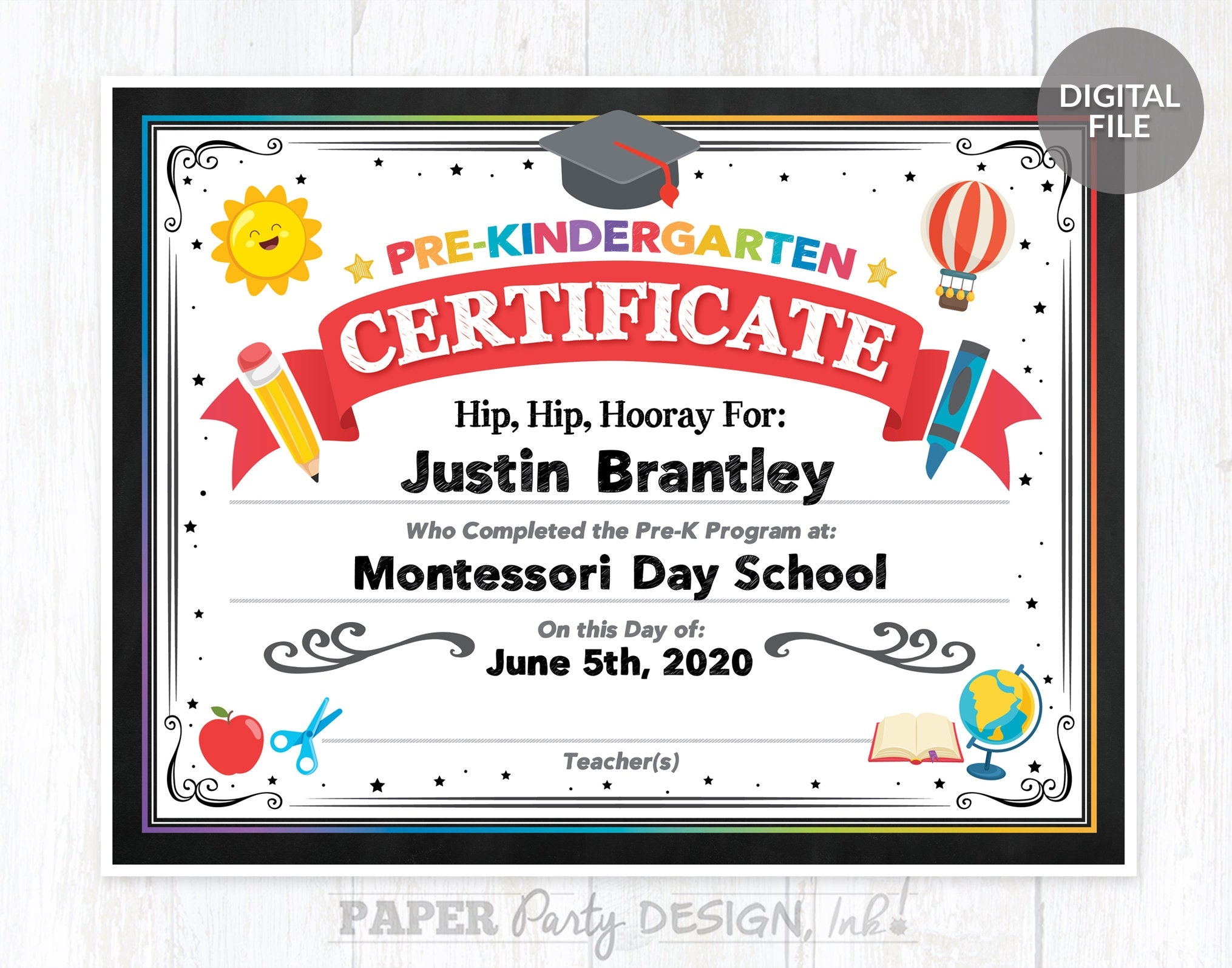 Prek Graduation Certificate Printable Pre k Graduate Certificate 