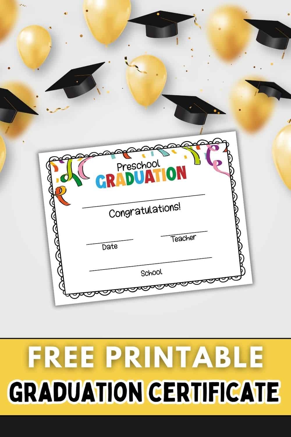 Preschool Graduation Certificate Printable Free