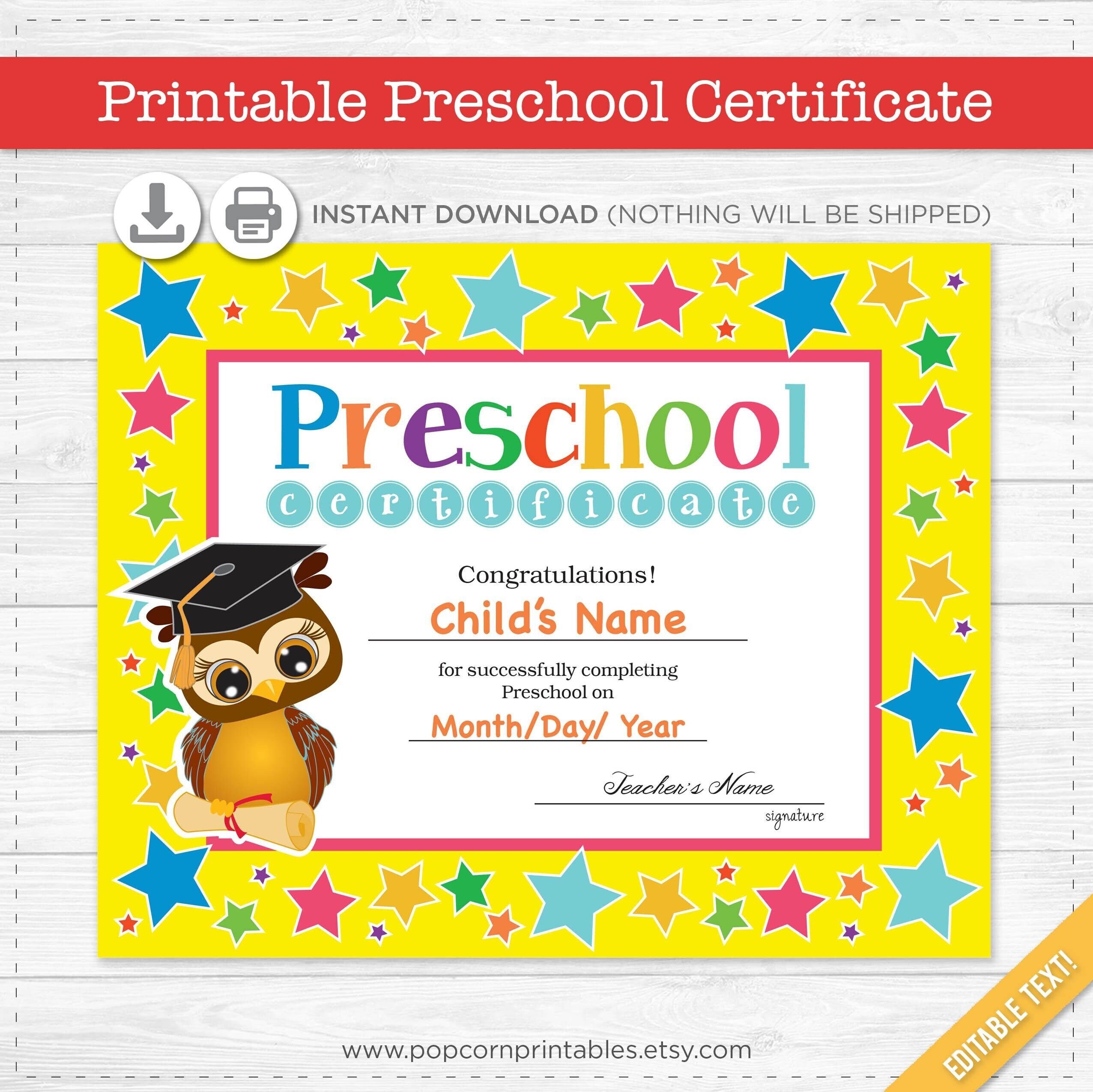 Free Printable Preschool Certificates