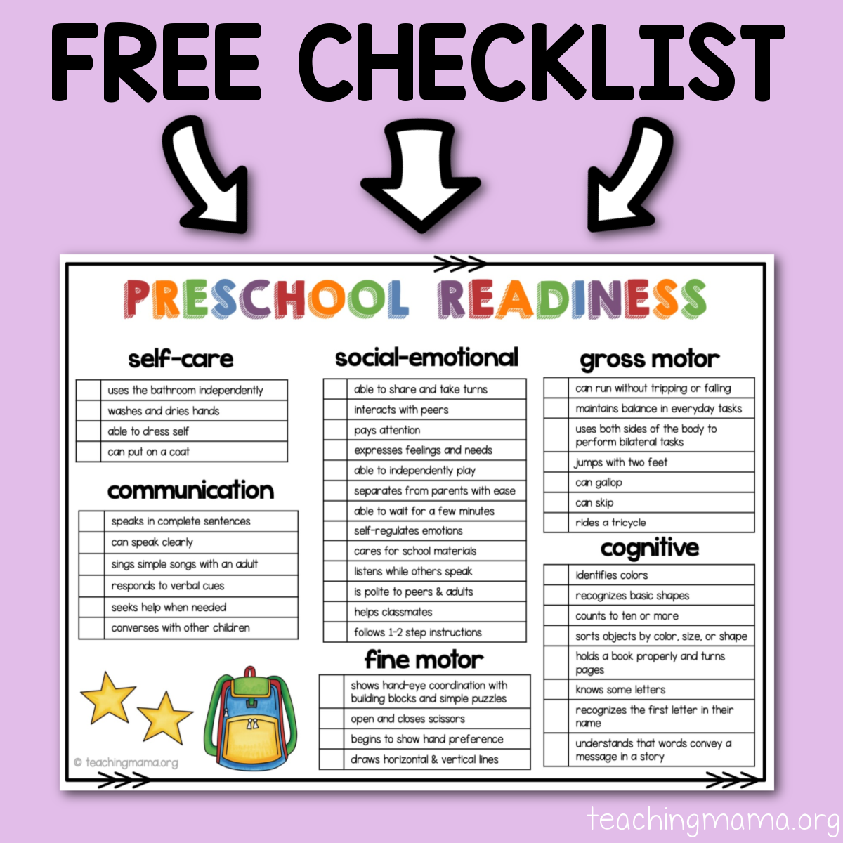 Preschool Readiness Checklist Teaching Mama