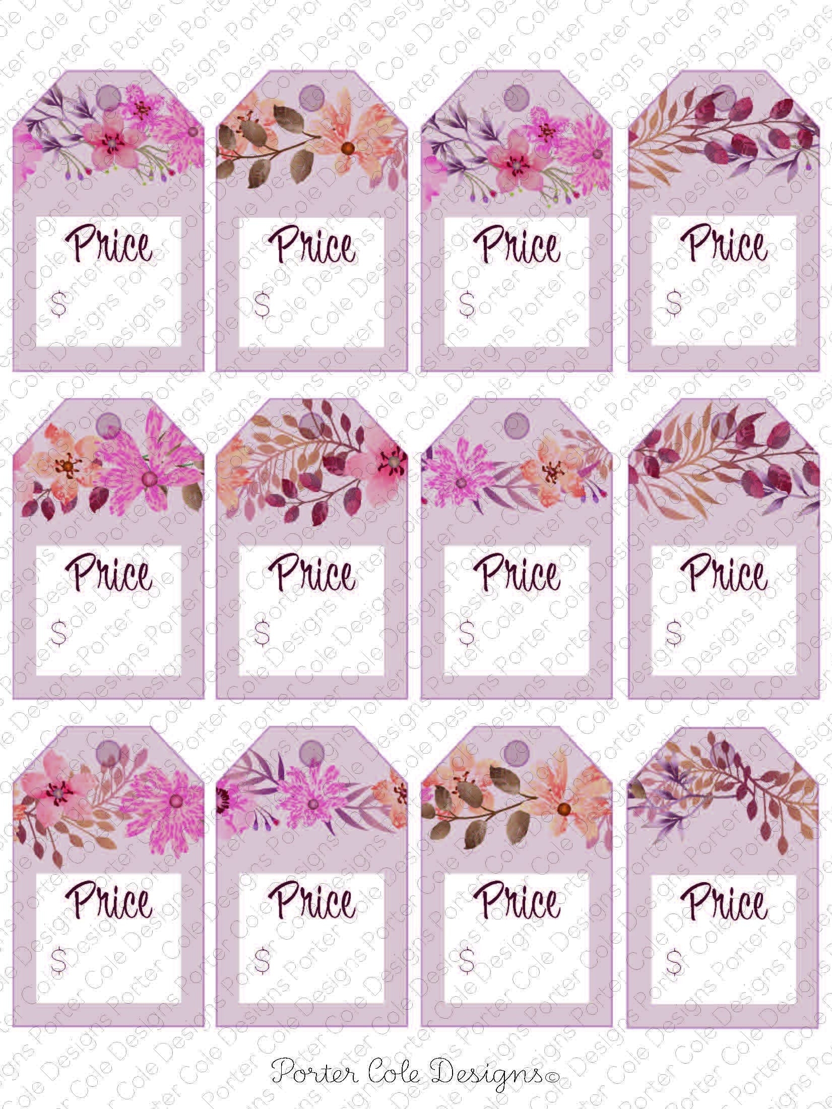 Price Tags Fillable Printable DIGITAL FILE