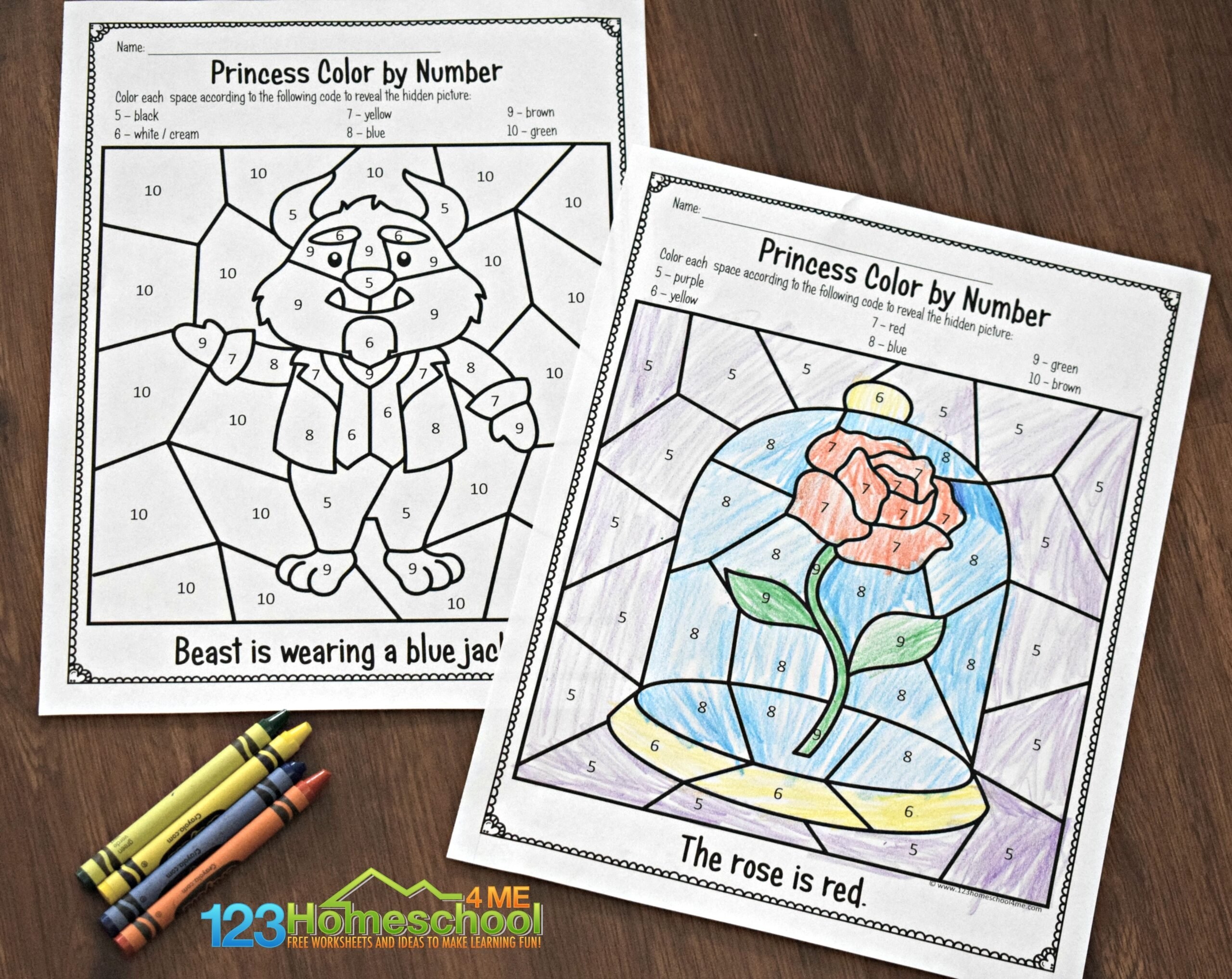 Princess Color By Number Worksheets