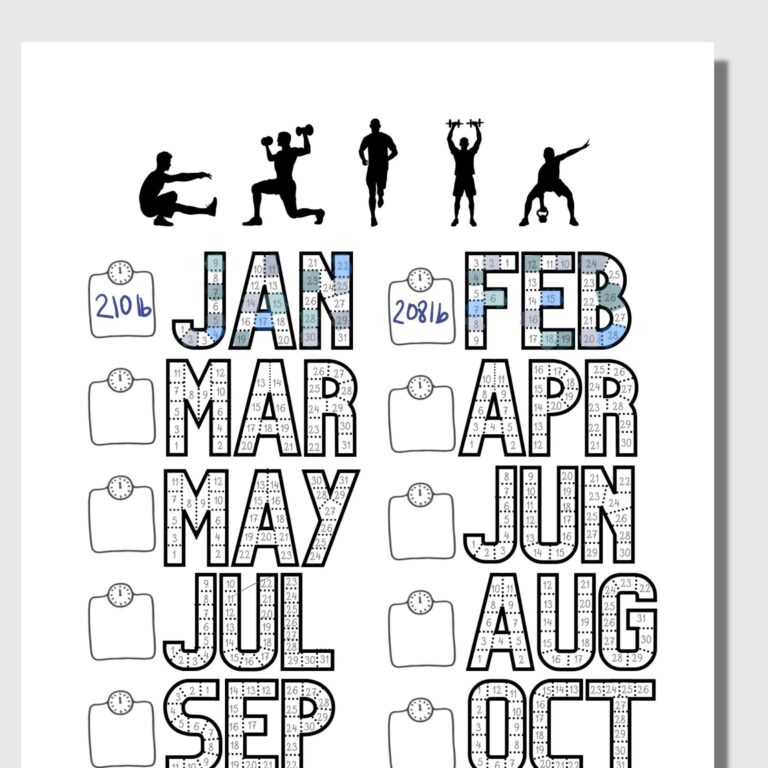 Printable 2025 Workout Tracker Daily Exercise Track Monthly Weight 