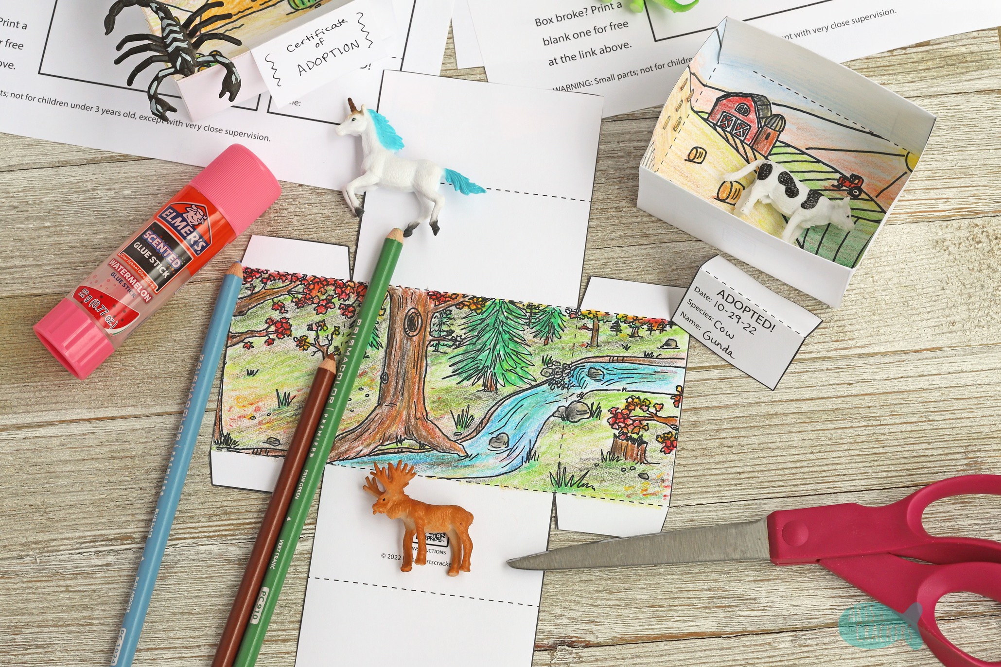 Printable 3D Box Diorama Animal Habitat Craft