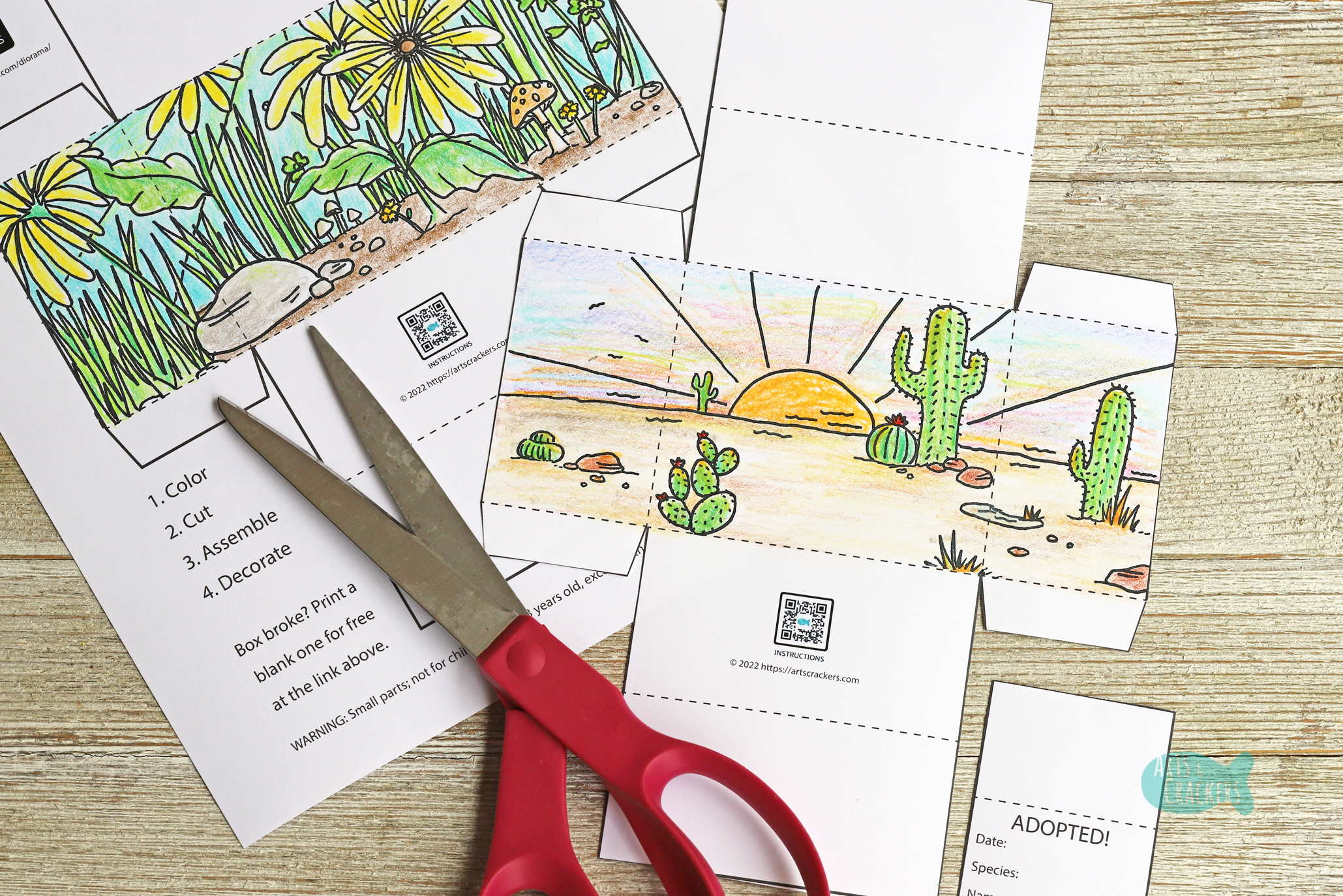 Printable 3D Box Diorama Animal Habitat Craft