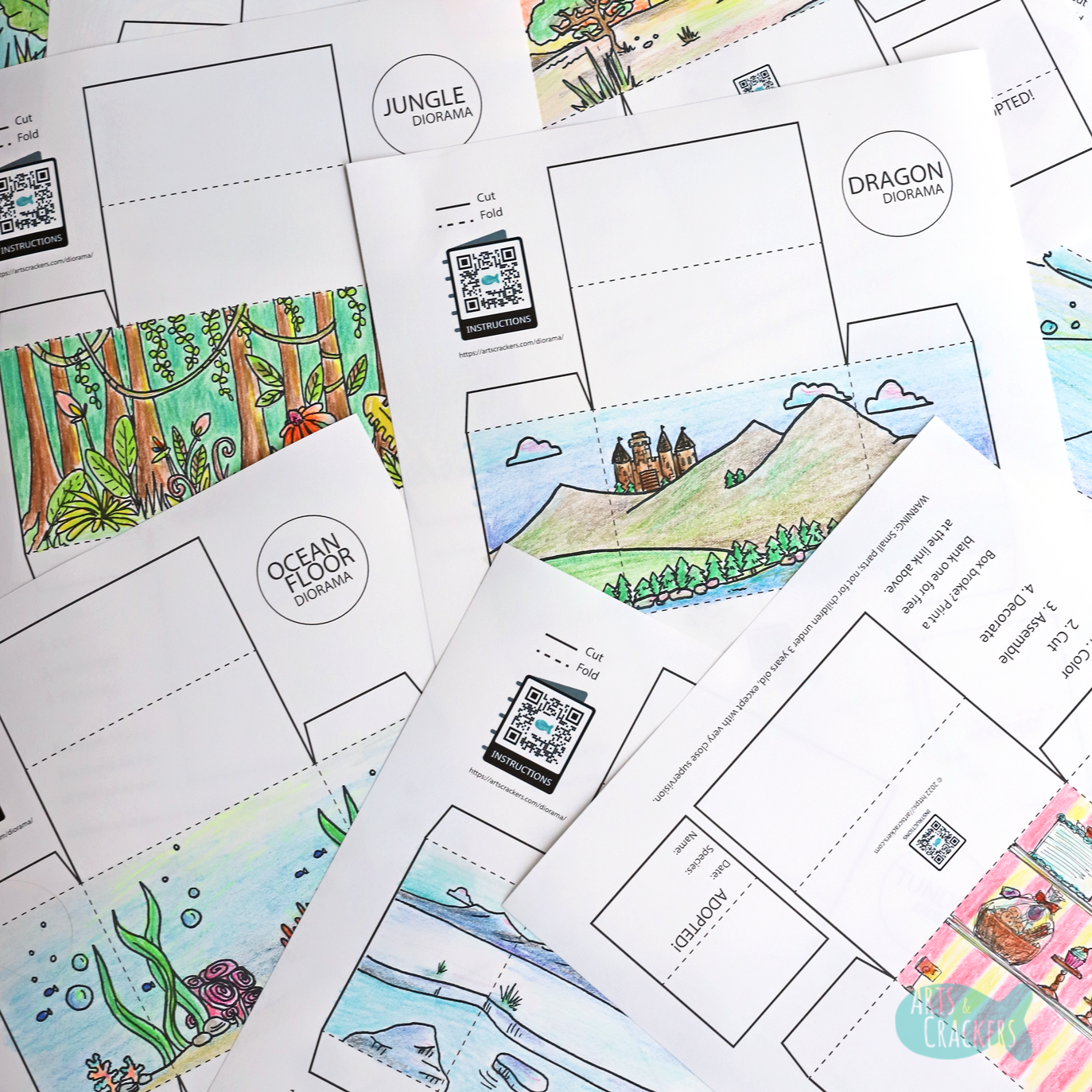 Printable 3D Box Diorama Animal Habitat Craft