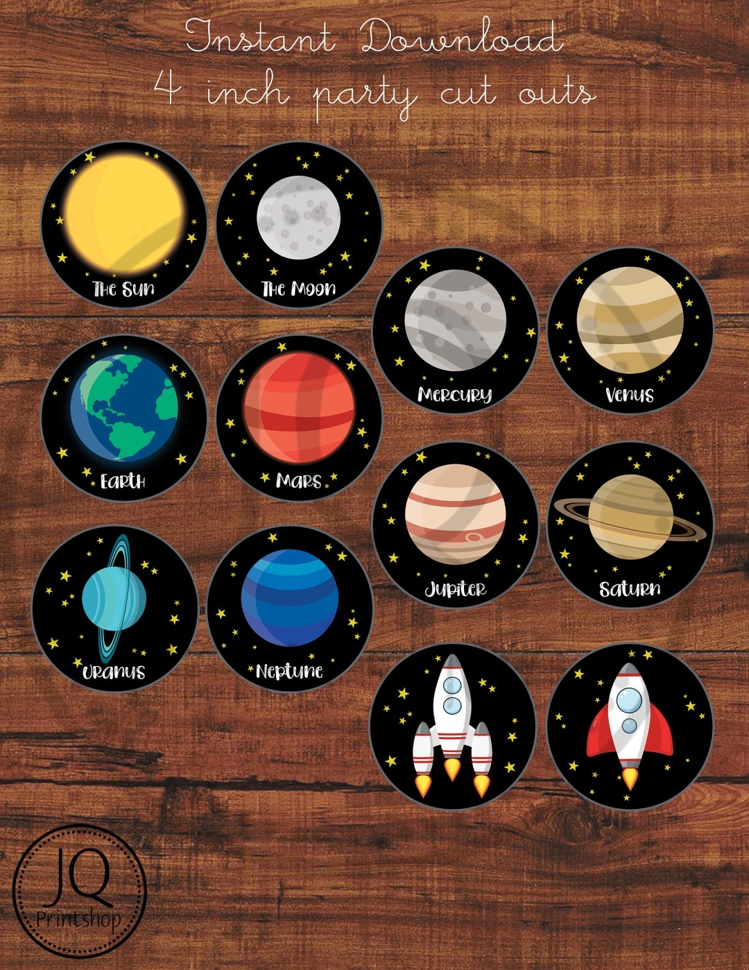 Printable 4 Inch Party Cut Outs Planet Party Space Theme Party Solar System Birthday Solar System Decoration Space Theme Banner Etsy