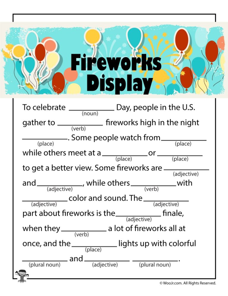 Printable 4th Of July Ad Libs For Kids Woo Jr Kids Activities 