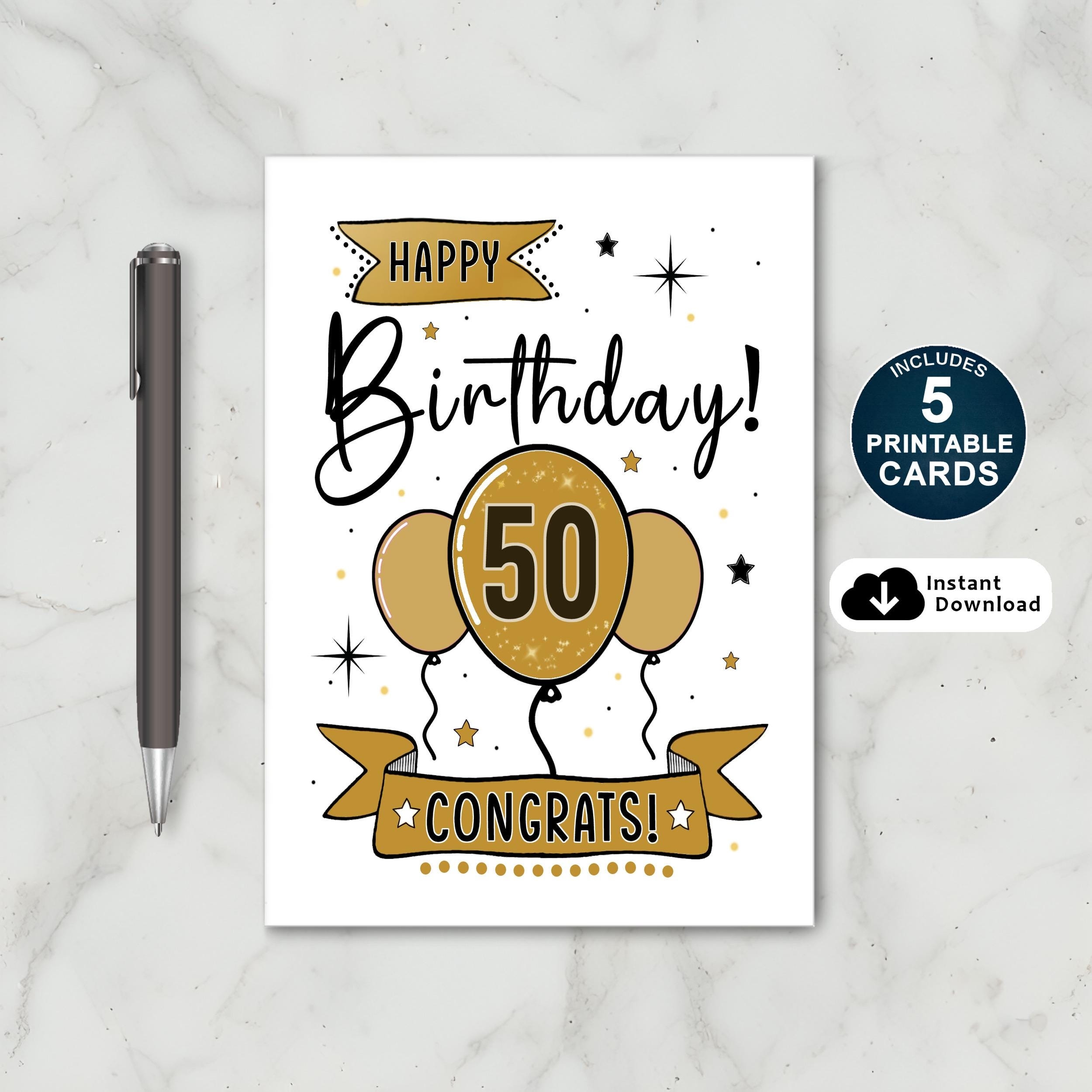 Printable 50th Birthday Card Happy 50th Birthday Card Happy 50th Birthday 50th Birthday Card Happy 50th Birthday Wishes Etsy
