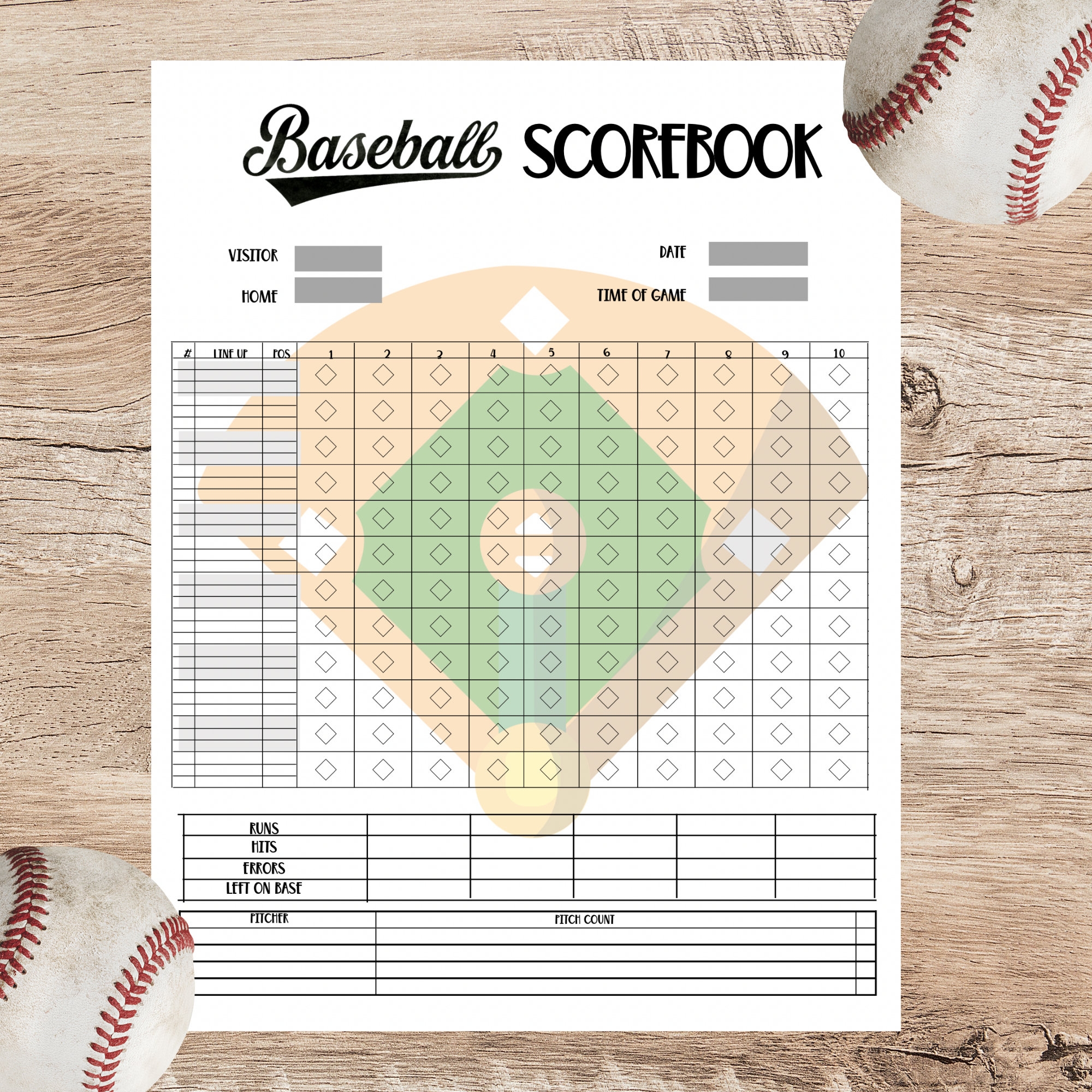 Baseball Scorebook Printable Free