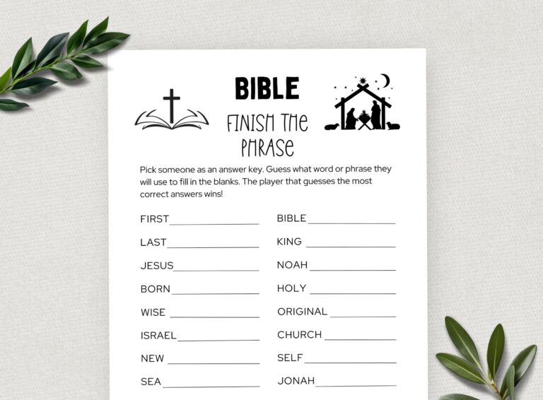 Printable Bible Finish The Phrase Bible Games Fun Christian 
