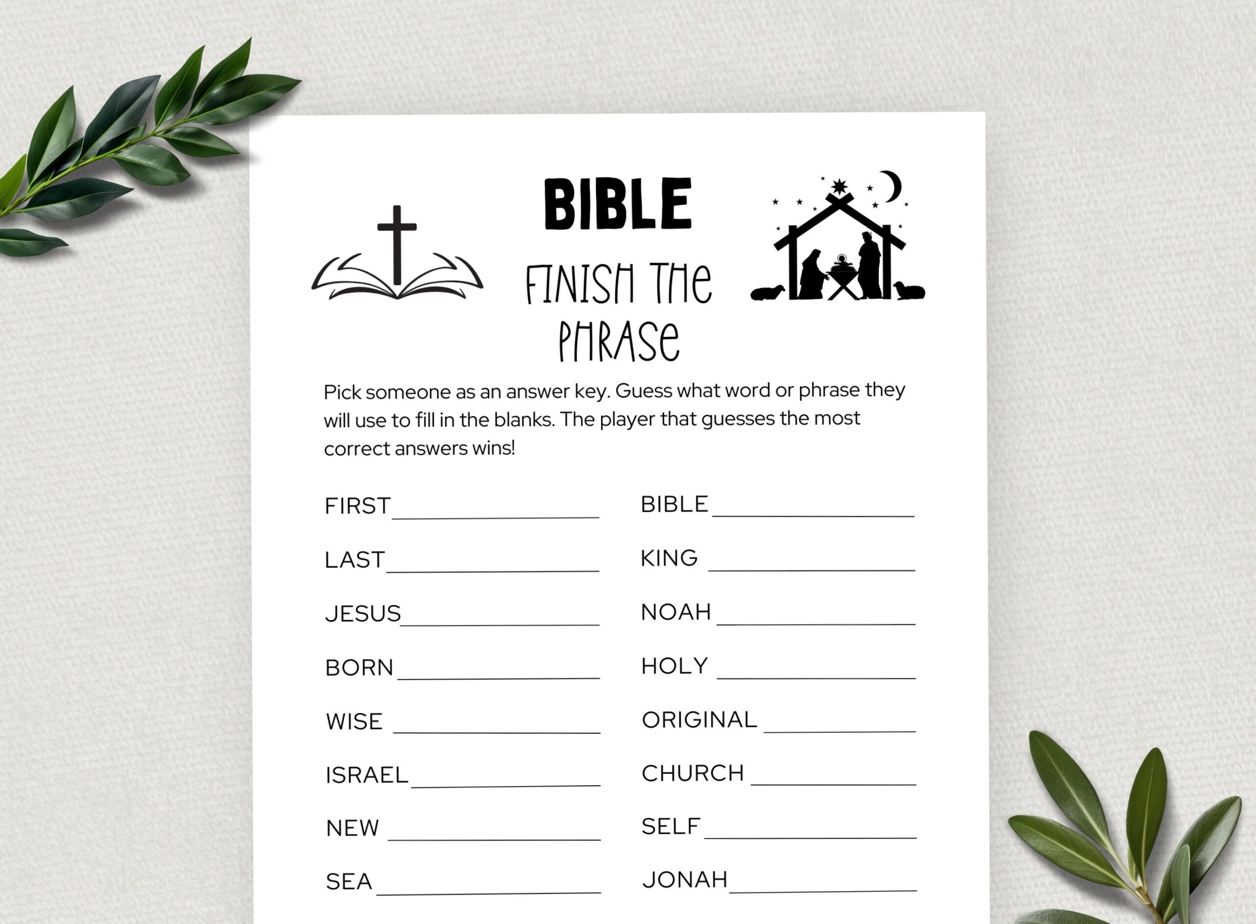 Printable Bible Finish The Phrase Bible Games Fun Christian 