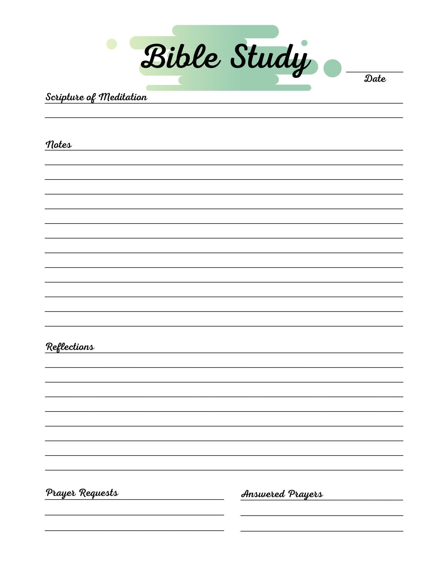 Free Printable Bible Study Sheets