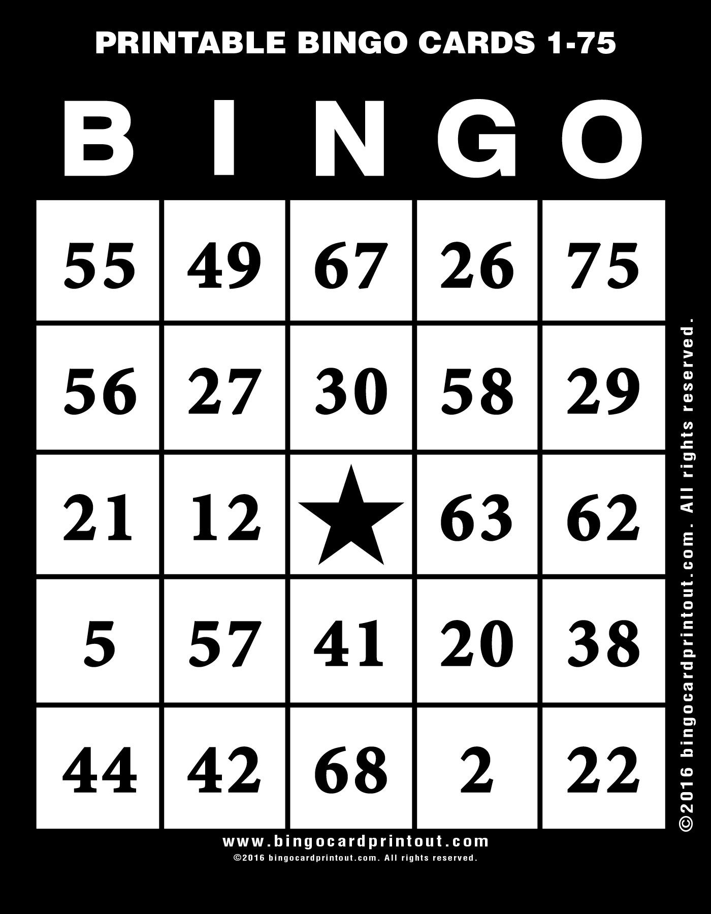 Printable Bingo Cards 1 75 BingoCardPrintout Worksheets Library