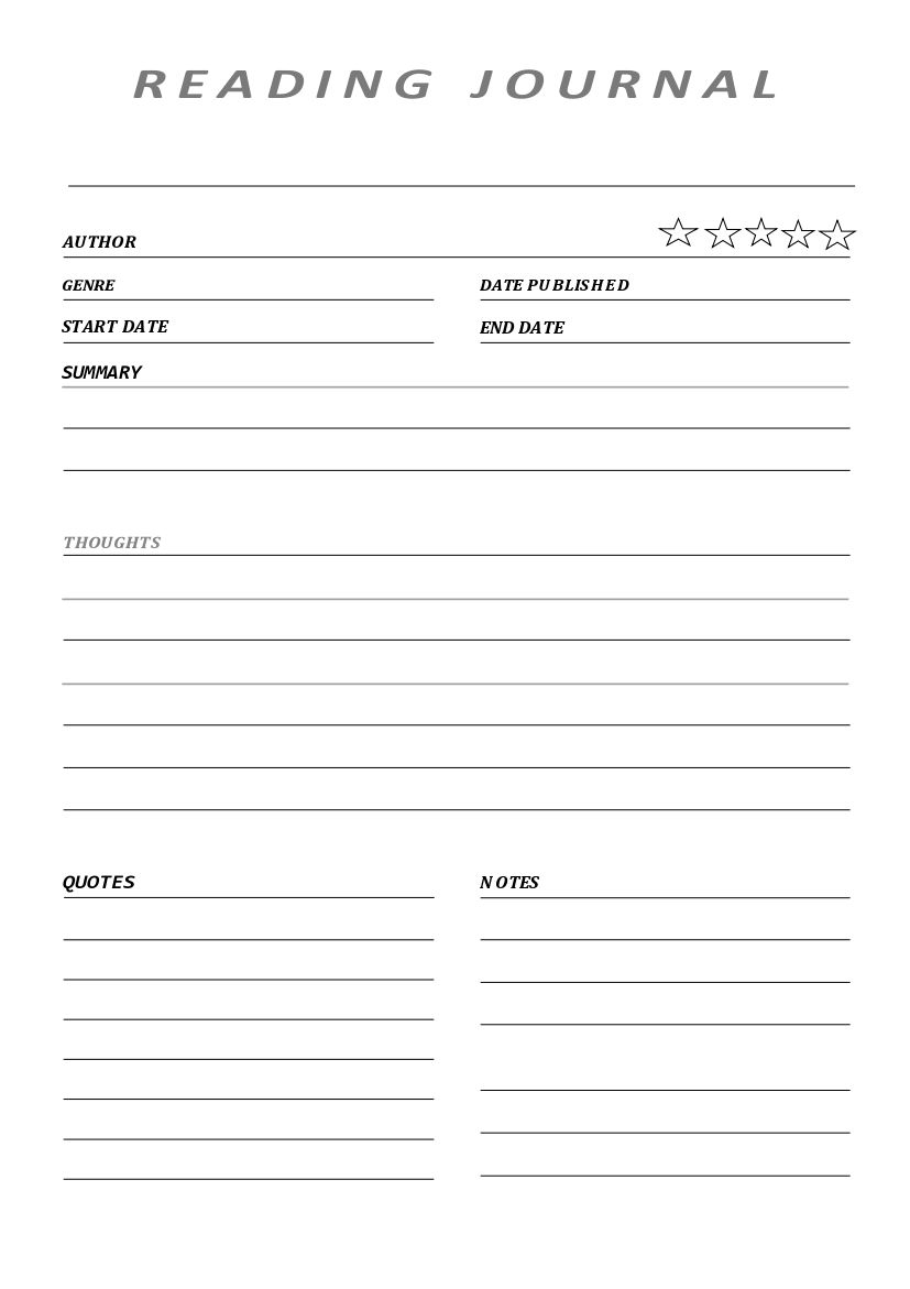 Reading Log Printable Pdf Free Download