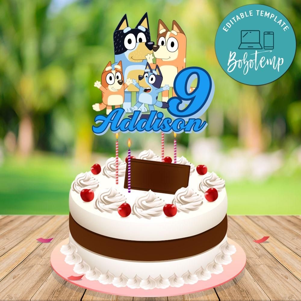 Printable Bluey Birthday Cake Topper Template DIY Bobotemp