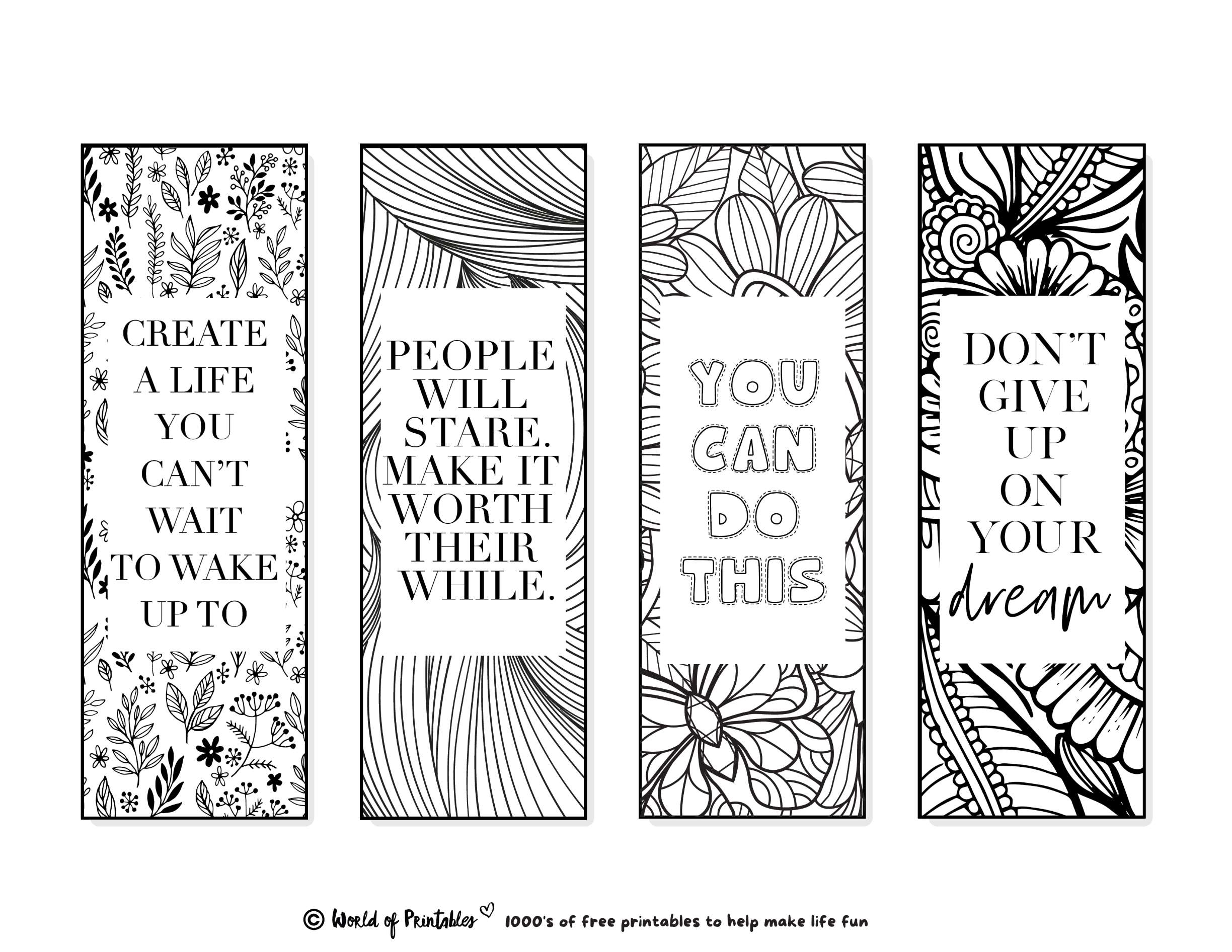 Printable Bookmarks To Color 120 For Adults U0026 Kids World Of Printables