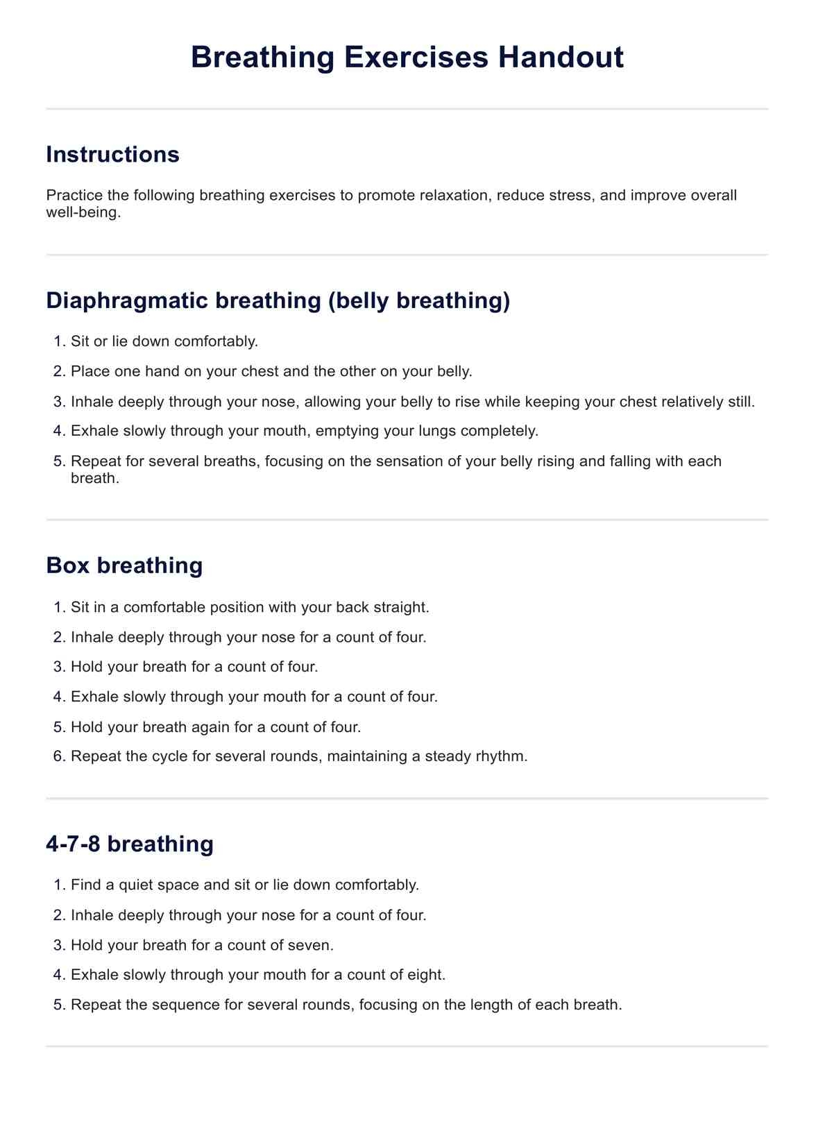 Printable Breathing Exercises Handout U0026 Example Free PDF Download