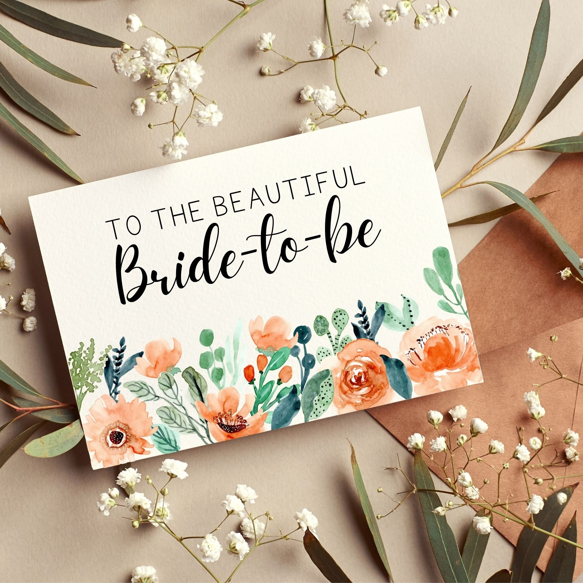 Printable Bridal Shower Card To The Beautiful Bride to be Card Instant Download 5x7 Digital Greeting Card Bridal Shower PDF Etsy