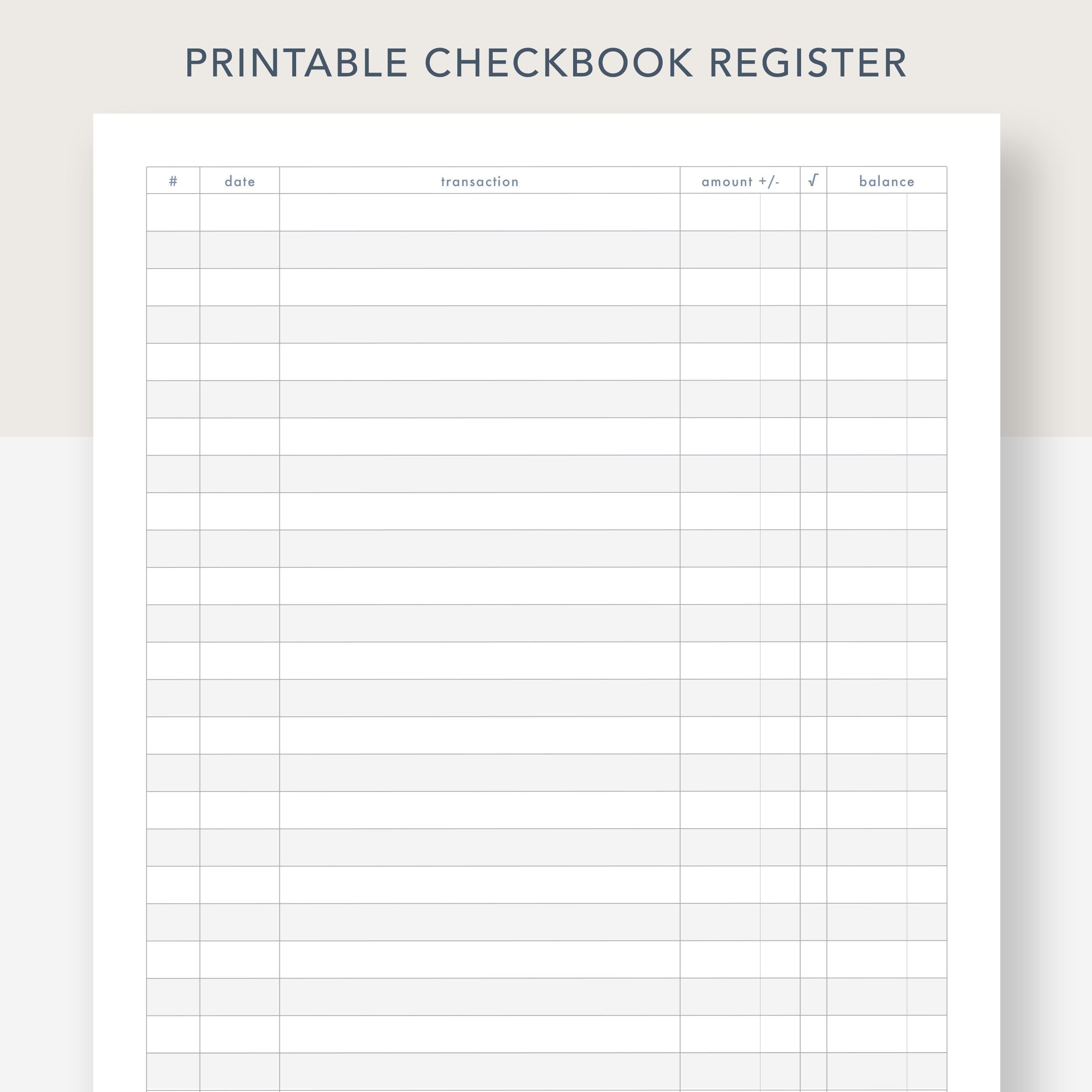 Printable Checkbook Register PDF File Prints On 8 1 2 X 11 Inch Printable Checkbook Register PDF File Prints On 8 1 2 X 11 Inch