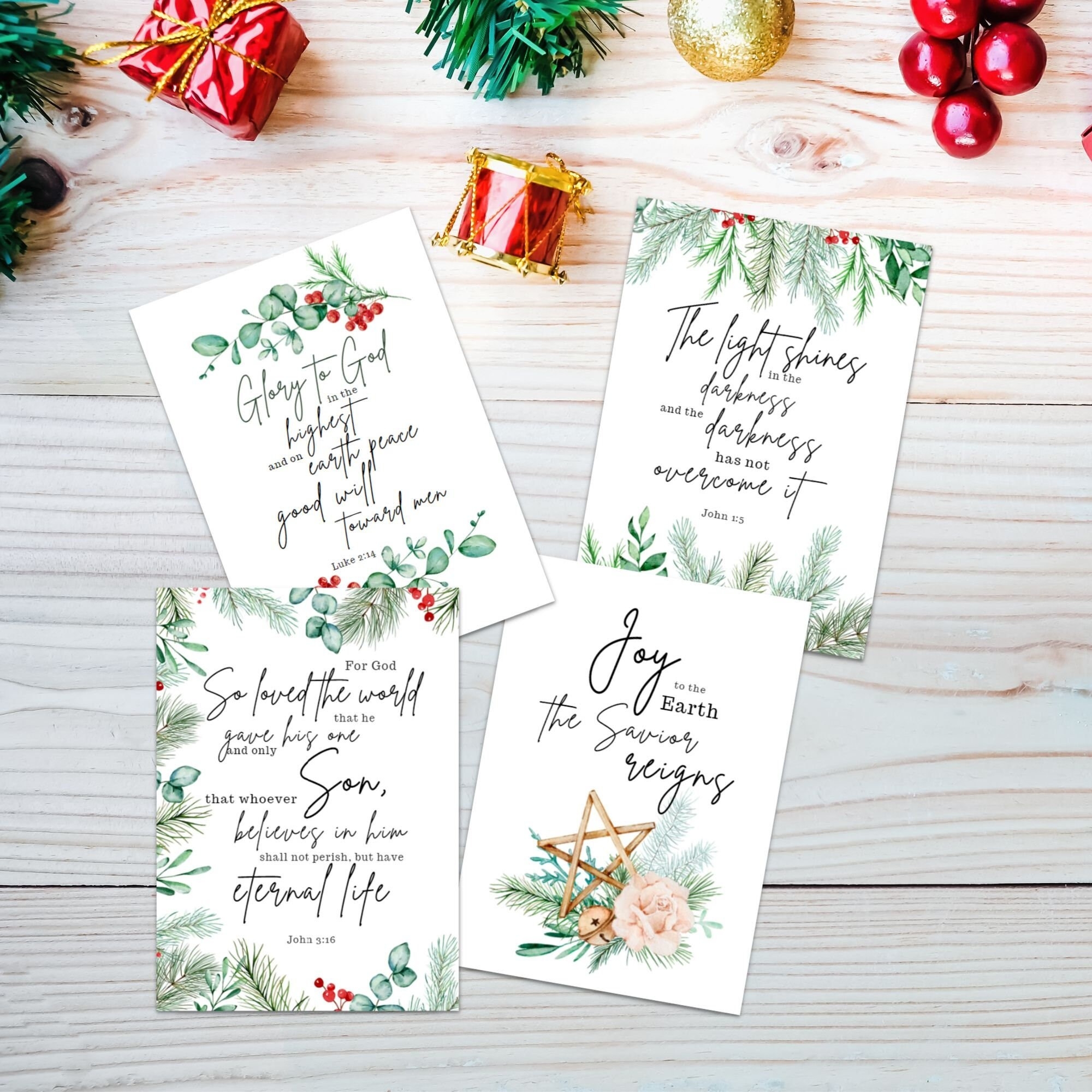 Printable Christian Christmas Greeting Cards Scripture Cards 