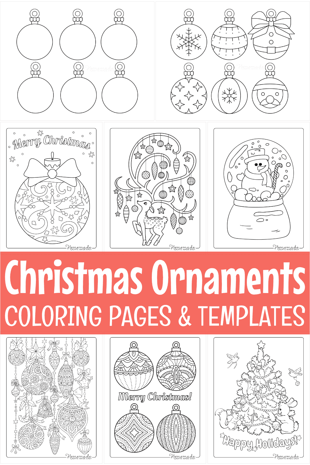 Printable Christmas Ornaments Coloring Pages U0026 Blank Templates