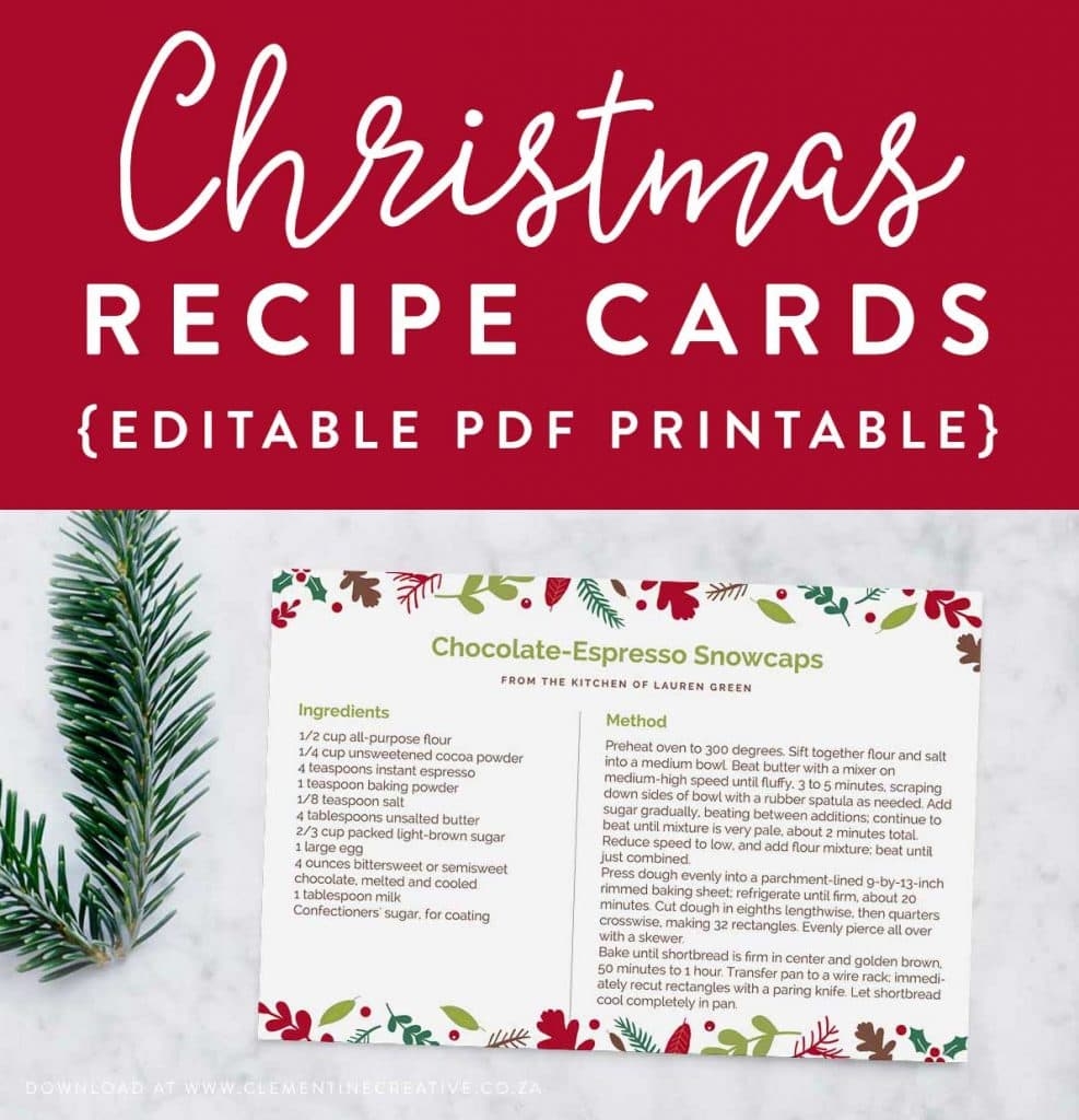 Free Printable Christmas Recipe Cards