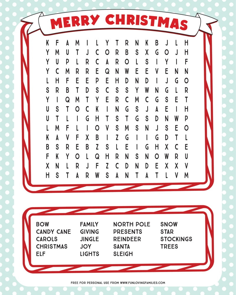 Free Printable Word Searches Christmas