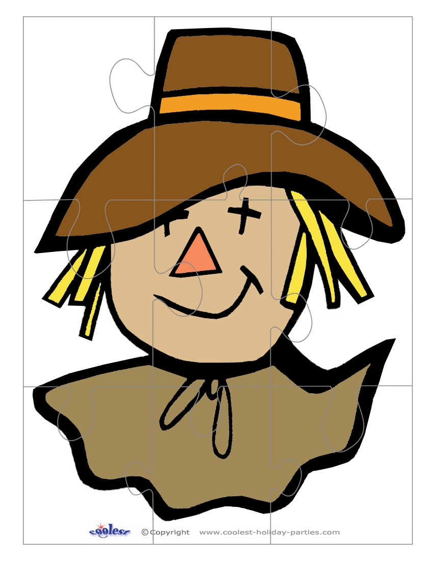 Printable Colored Scarecrow Face Large Piece Puzzle Coolest Free 