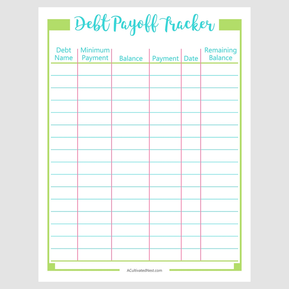 Free Debt Tracker Printable