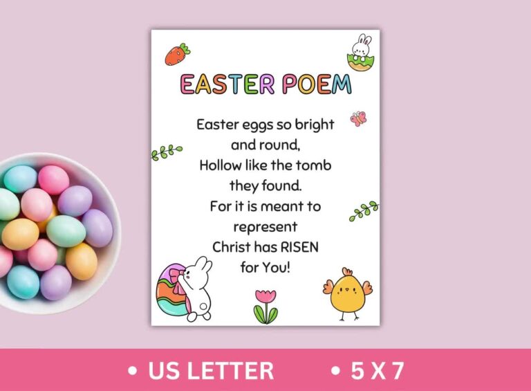 Printable Easter Poem For Kids Religious Easter Story Easter 