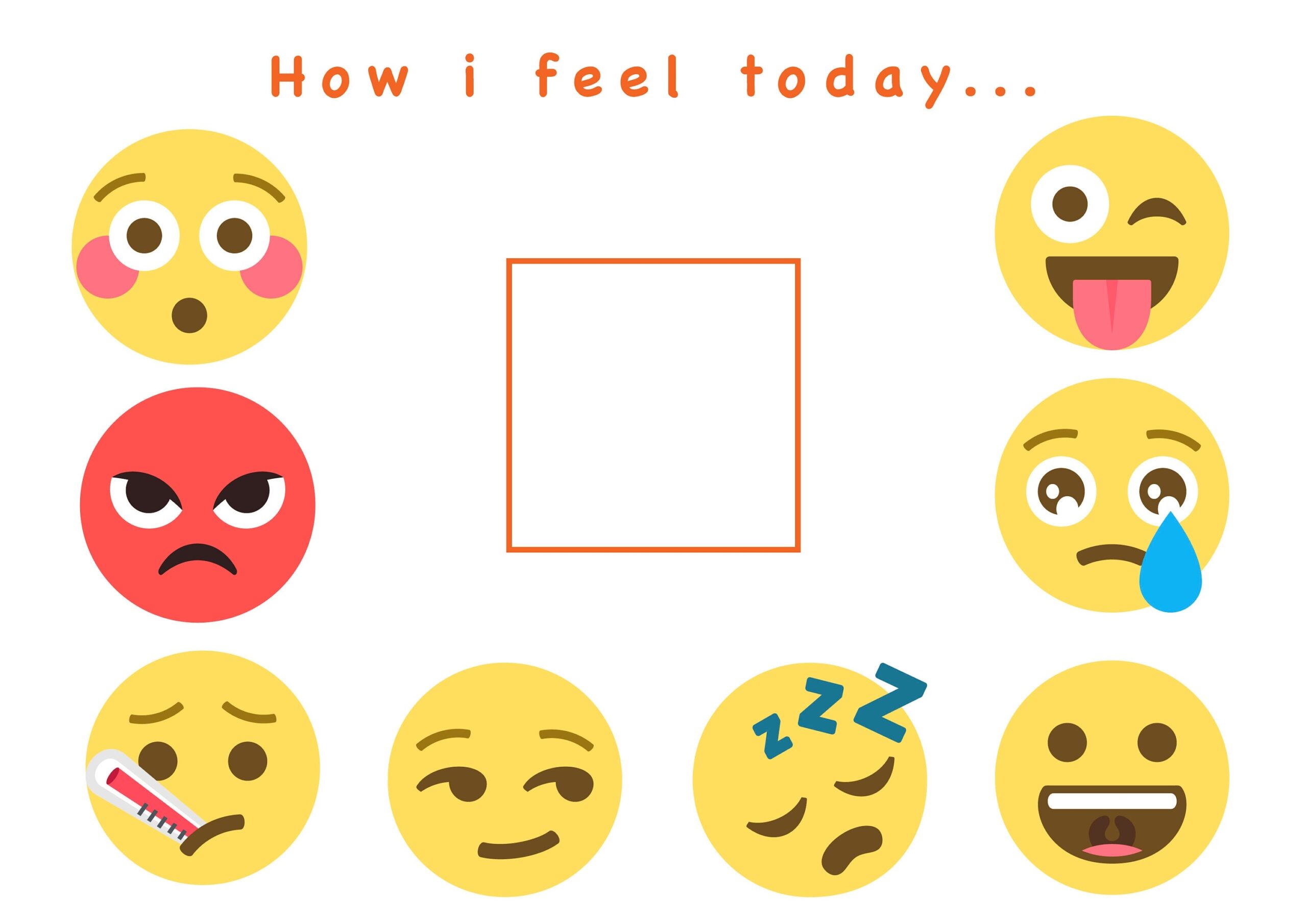 Printable emoji Emotions Chart Kids Early Learning Primary Preschool Home School Velcro Daily Chart Etsy