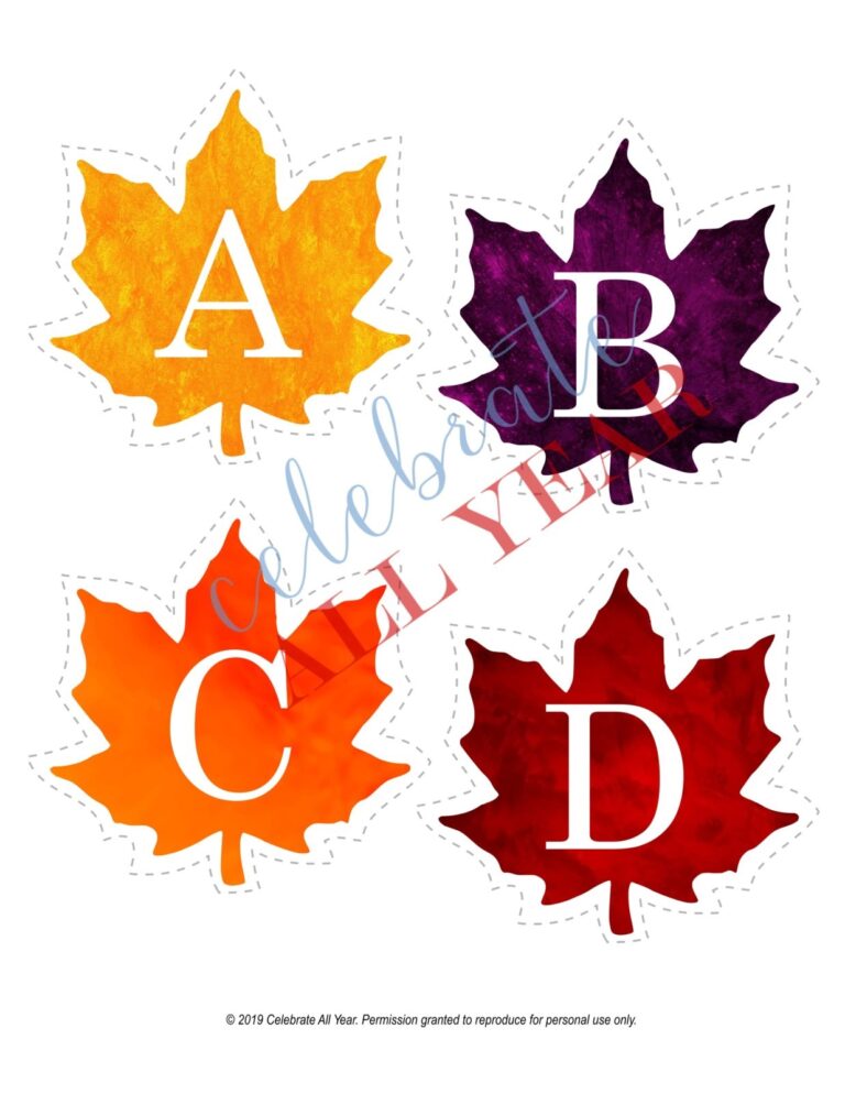 Printable Fall Leaves Alphabet Set Celebrate All Year