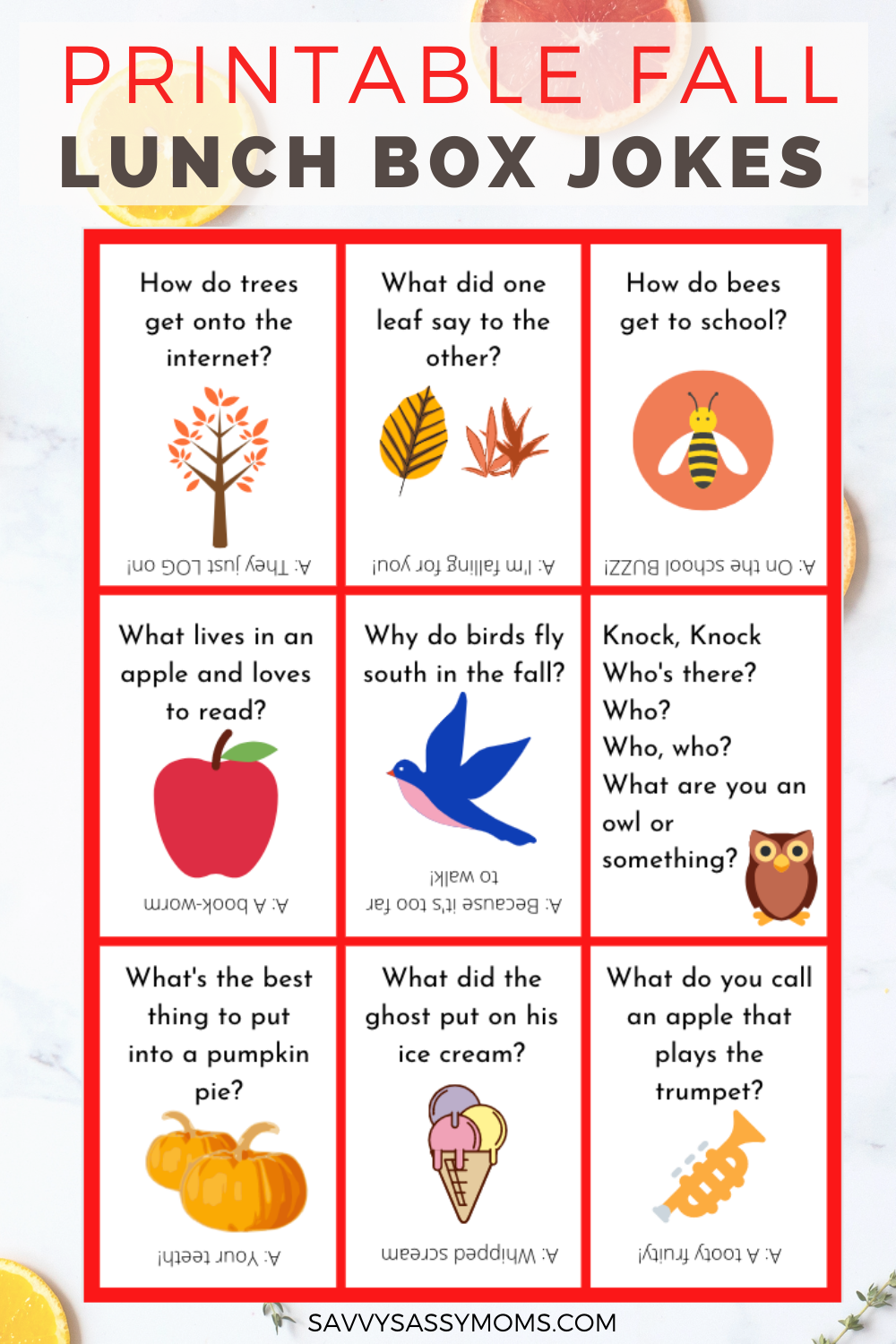 Printable Fall Lunch Box Jokes Savvy Sassy Moms